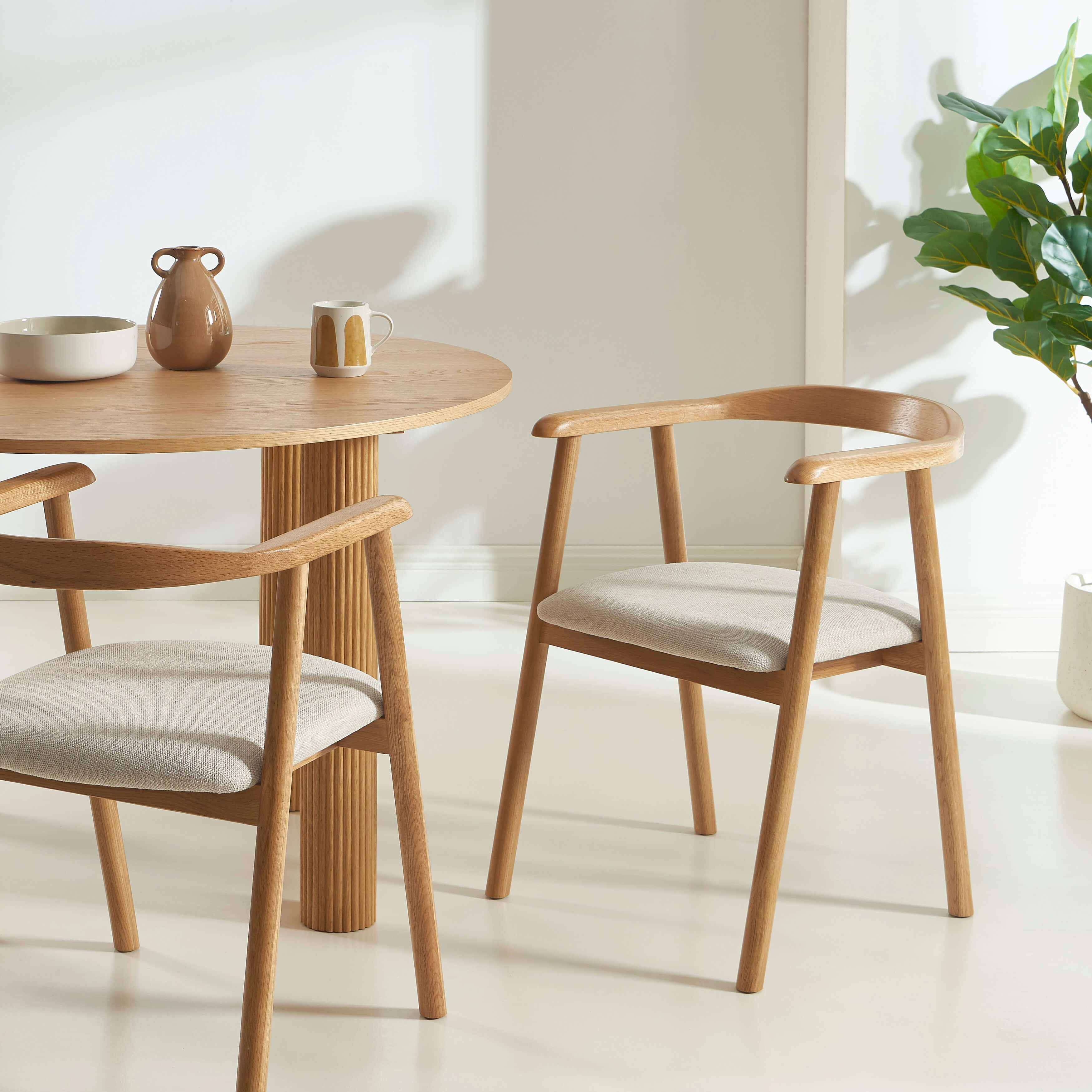 LORENZ Dining Chair Set - Light Wood