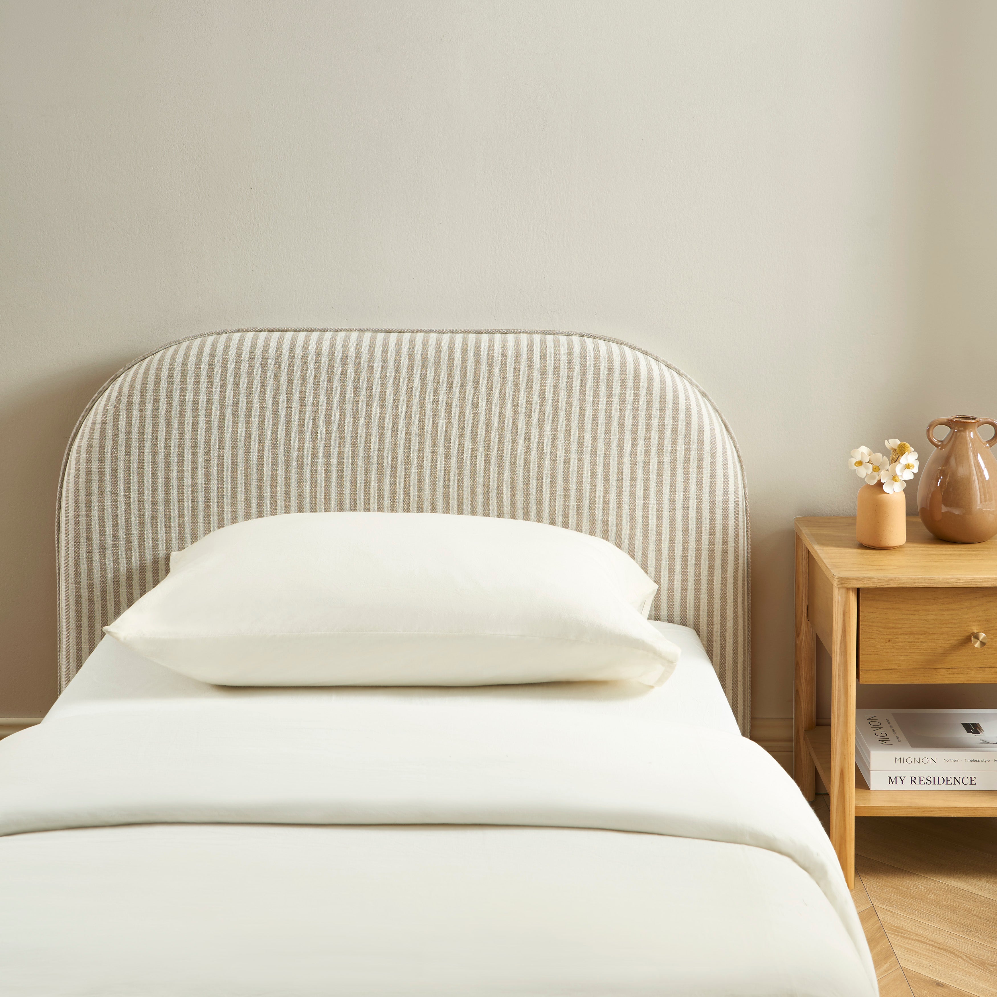 LOUISON Headboard Fabric Linen - Beige