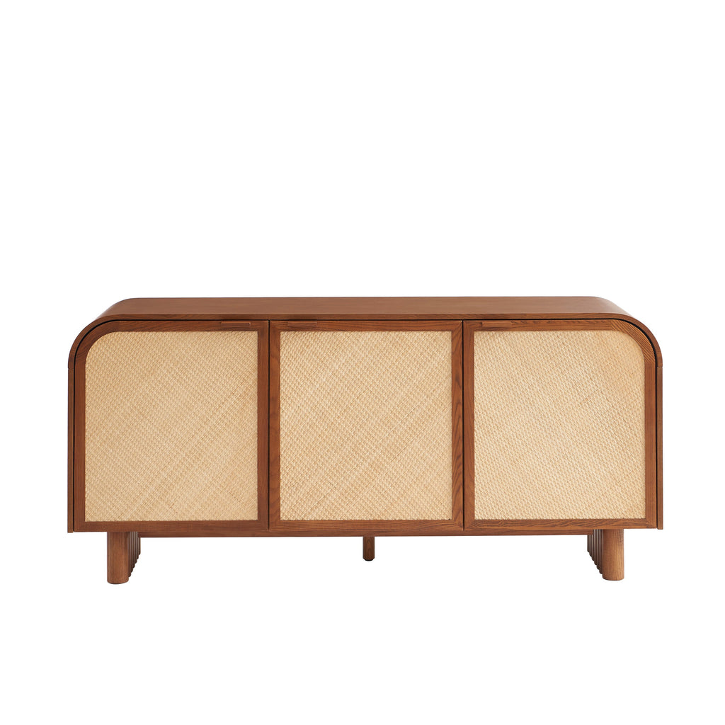 LUA Ash Veneer and Rattan Cane Highboard
