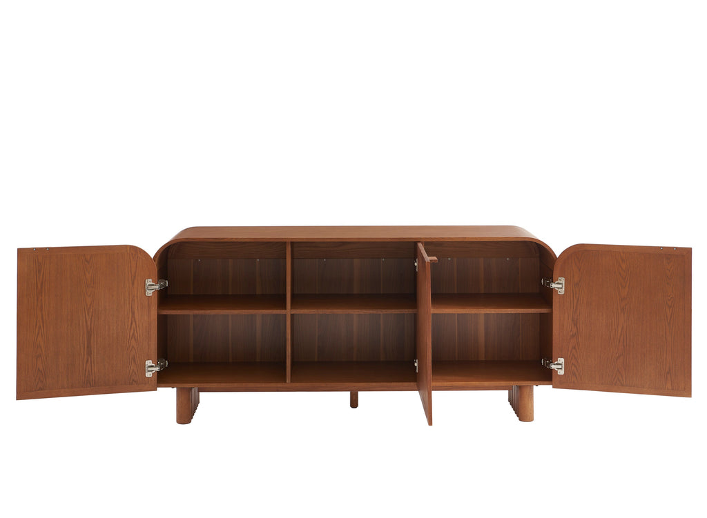 LUA Ash Veneer and Rattan Cane Highboard