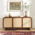 LUA Ash Veneer and Rattan Cane Highboard