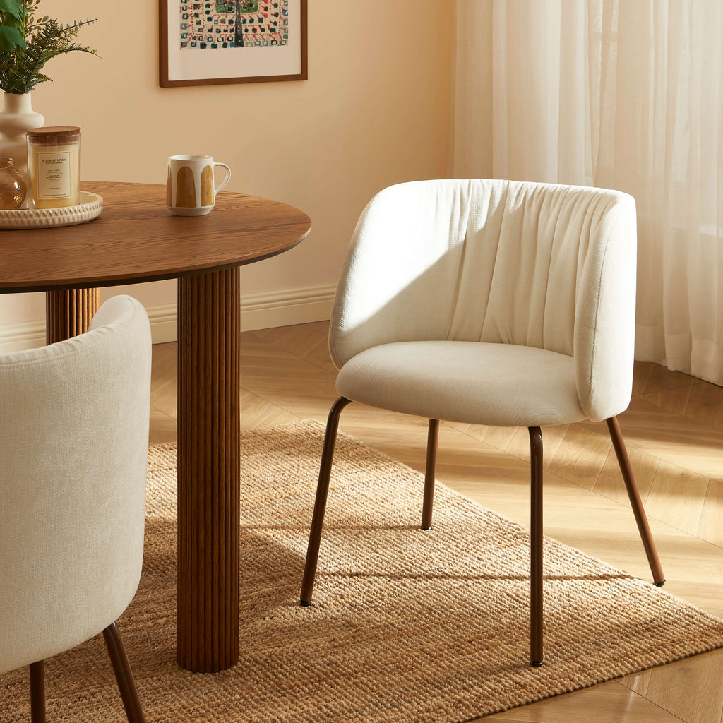 LUISA Dining Chair Chenille - White