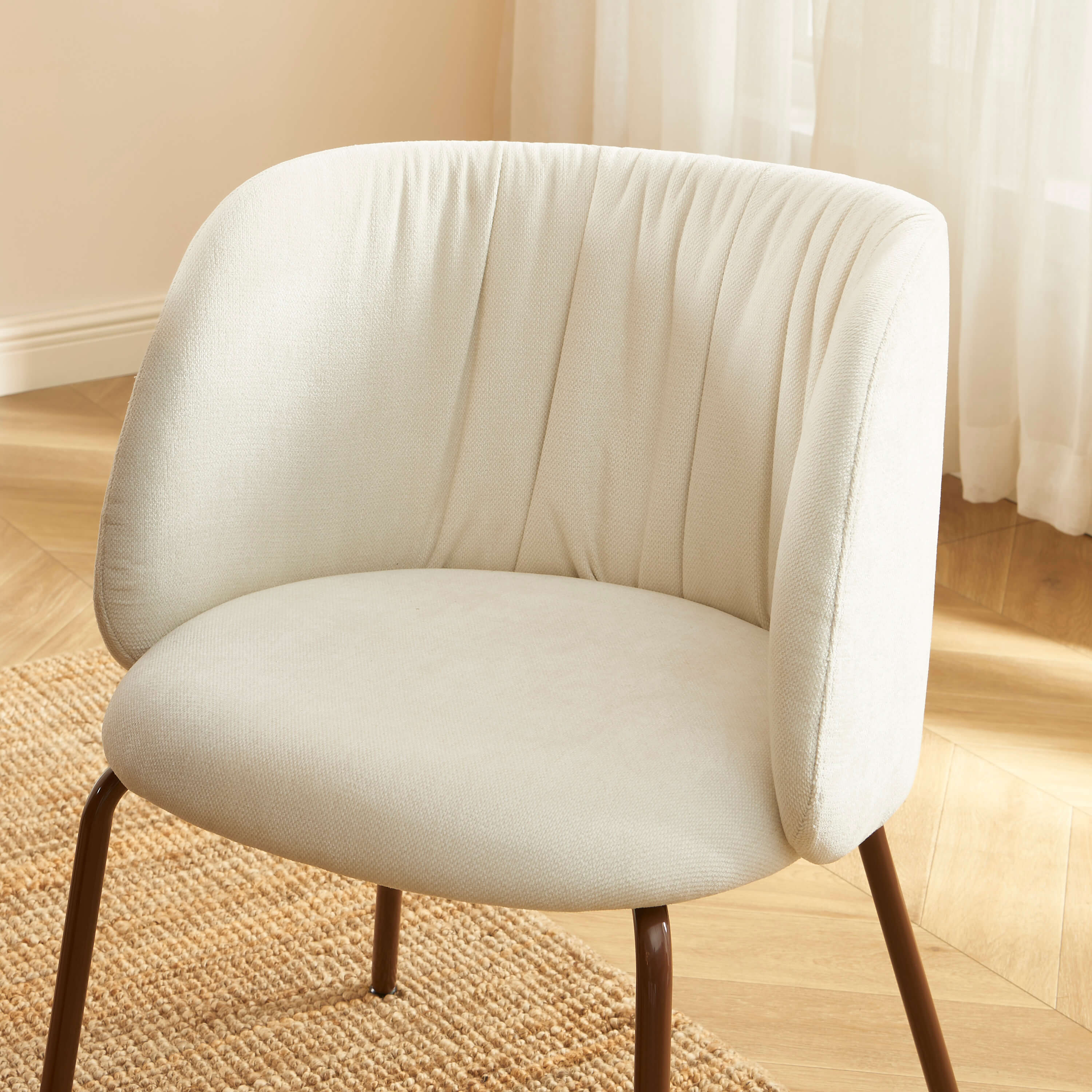 LUISA Dining Chair Chenille - White