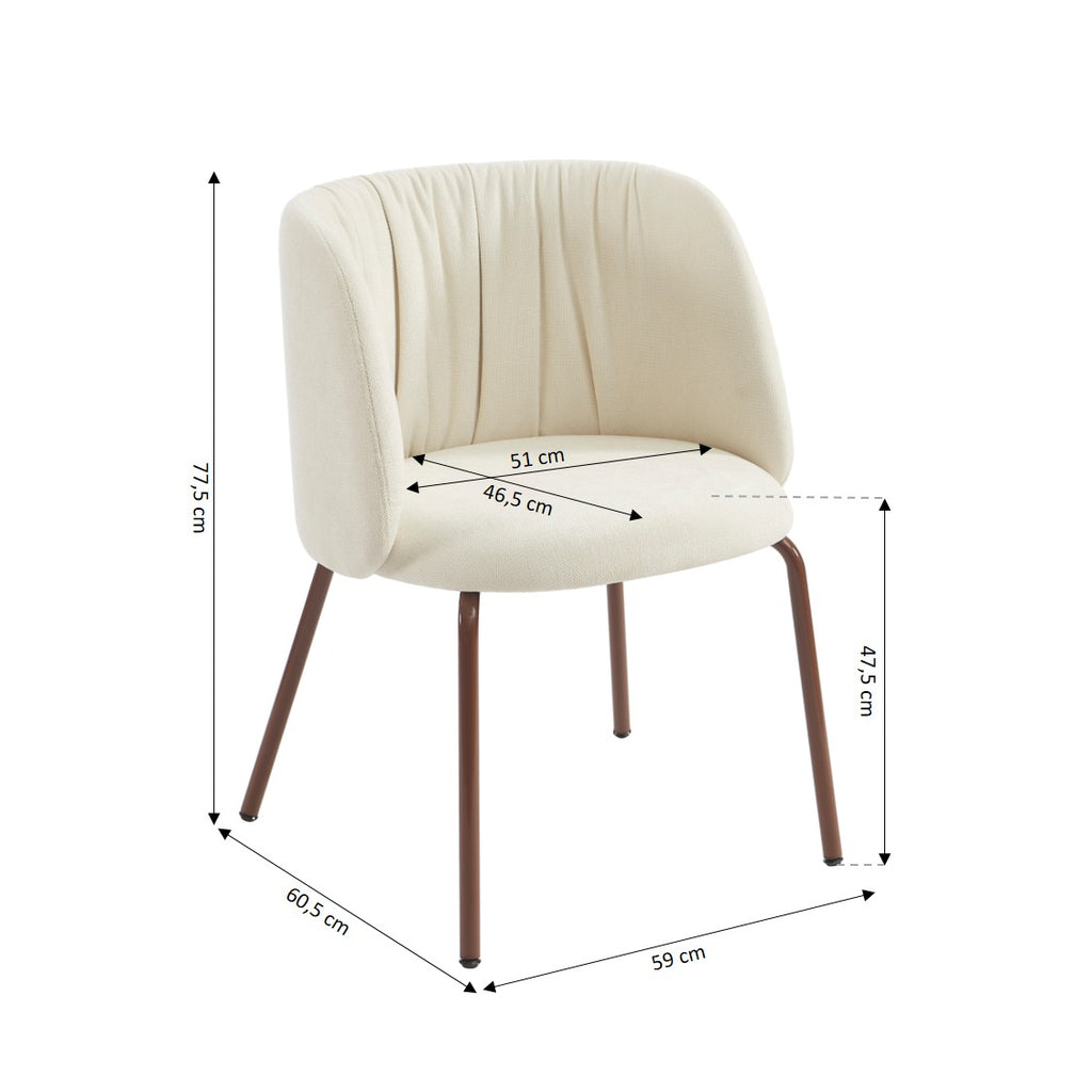 LUISA Dining Chair Chenille - White