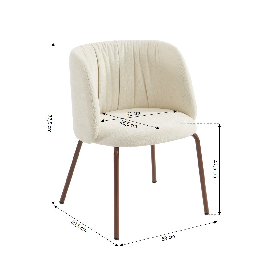LUISA Dining Chair Chenille - White