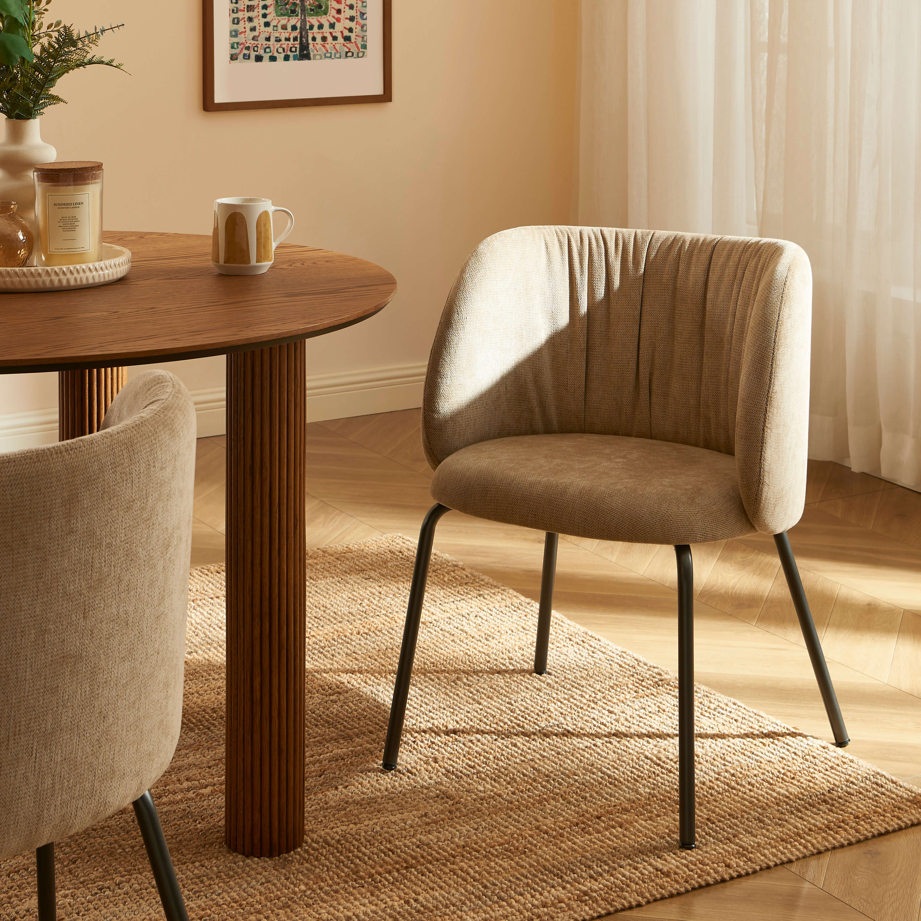 LUISA Dining Chair Chenille - Taupe