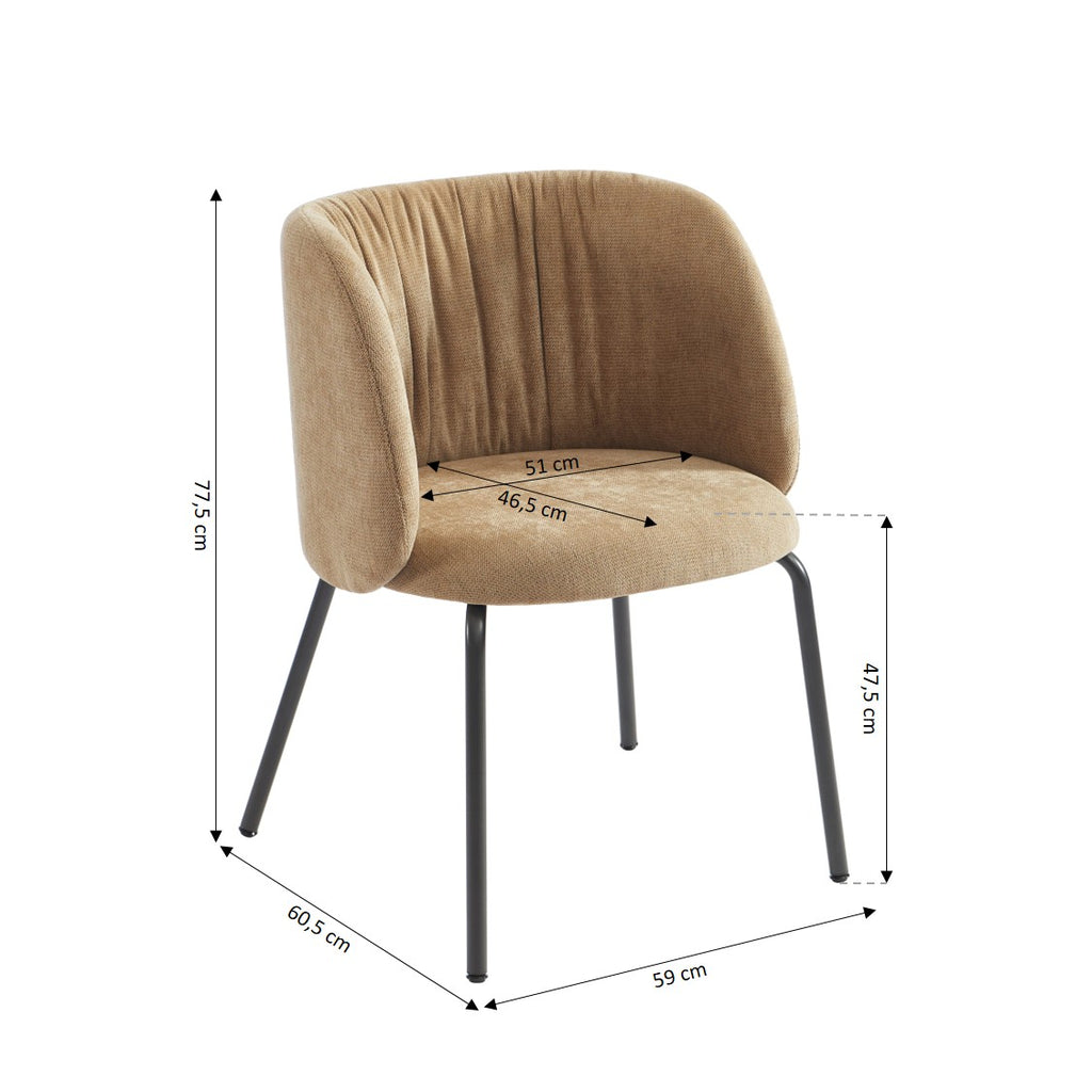 LUISA Dining Chair Chenille - Taupe