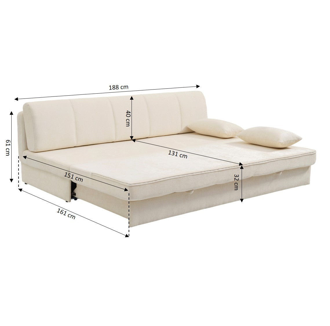 LUMA Upholstered Modular Sofa Bench – Beige