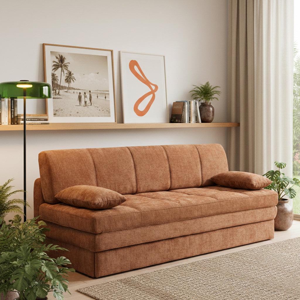 LUMA Upholstered Modular Sofa Bench – Terracotta