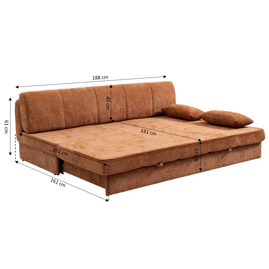 LUMA Upholstered Modular Sofa Bench – Terracotta