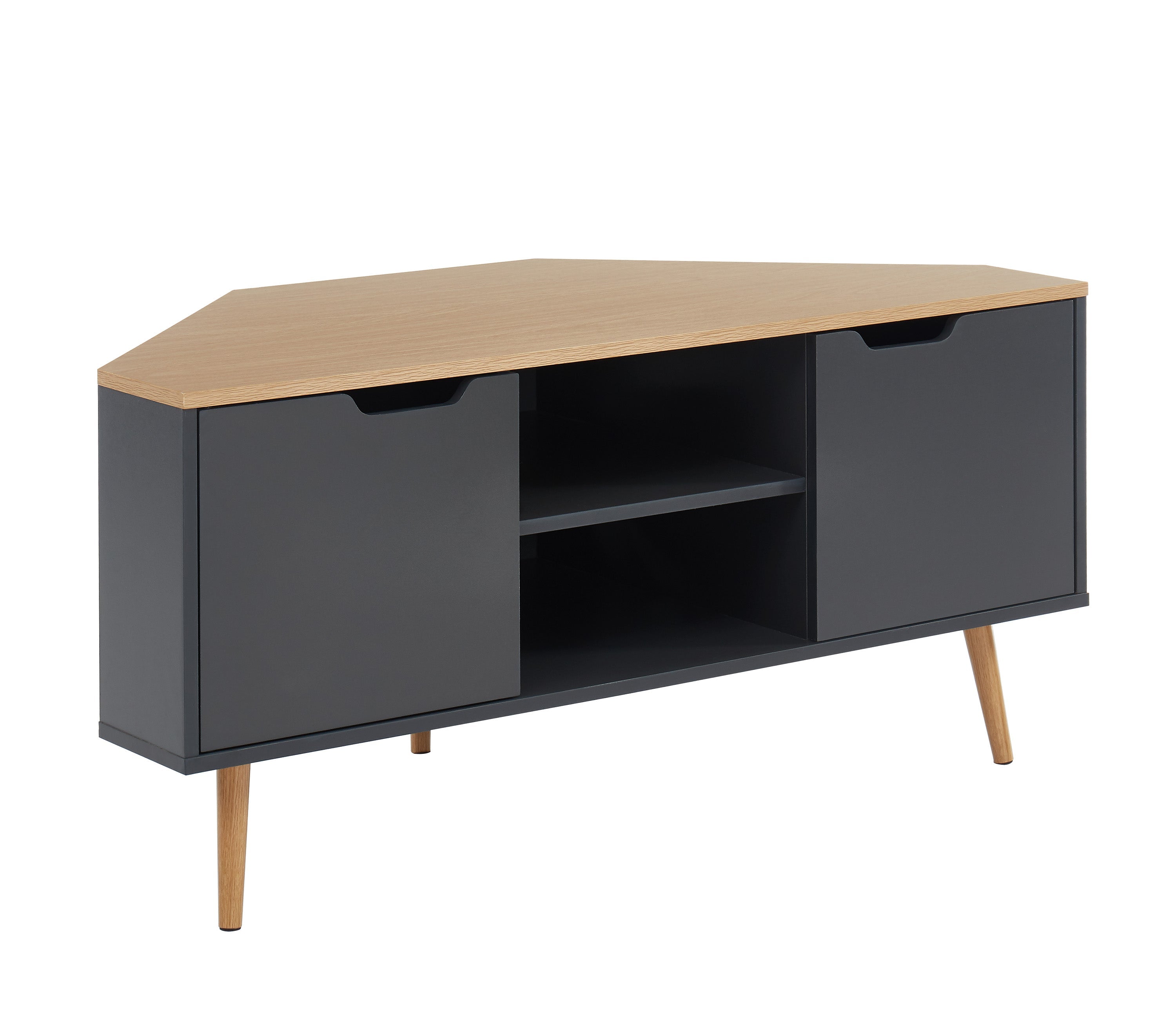 LYNA Corner TV Stand with Open Shelving