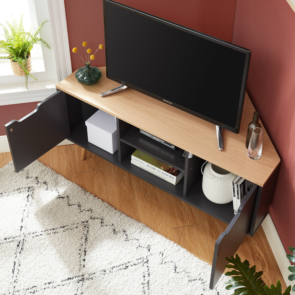 LYNA Corner TV Stand with Open Shelving