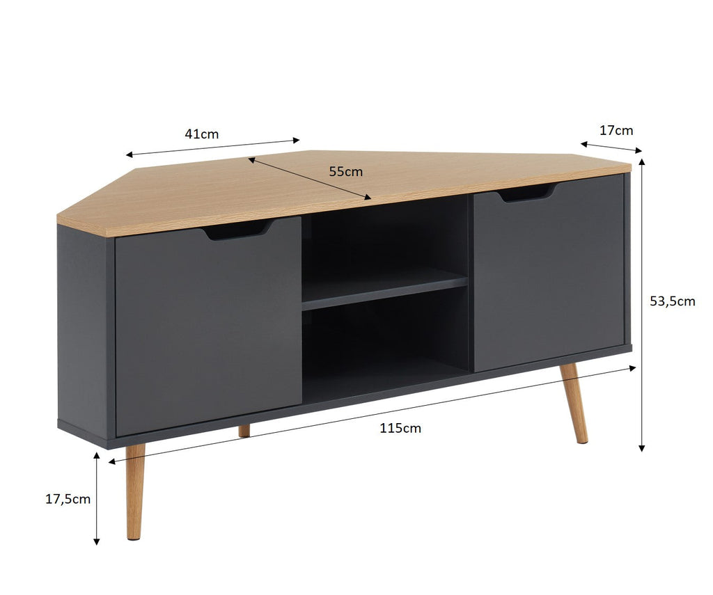 LYNA Corner TV Stand with Open Shelving