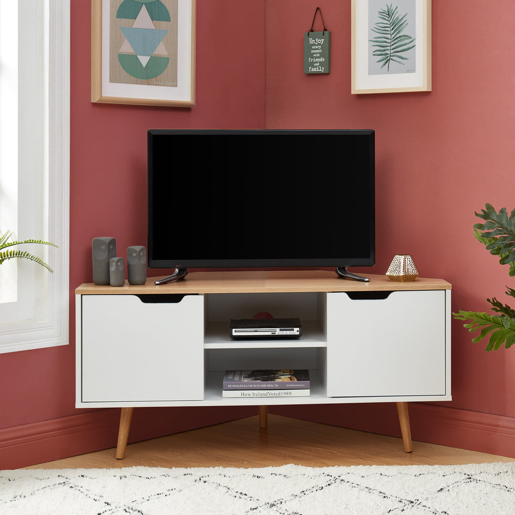 LYNA Corner TV Stand with Open Shelving