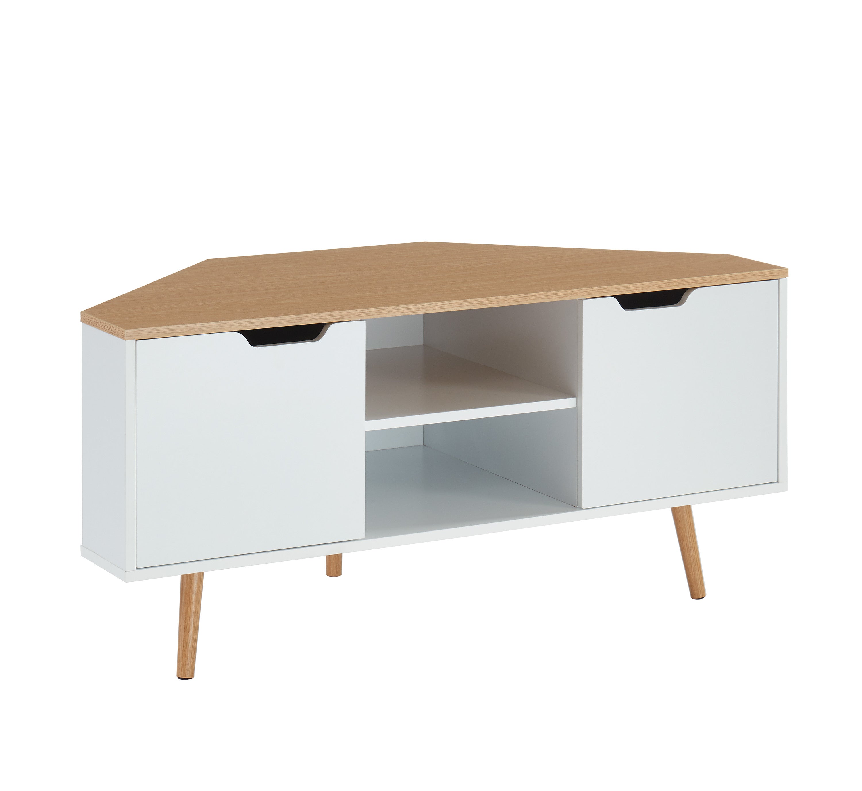 LYNA Corner TV Stand with Open Shelving