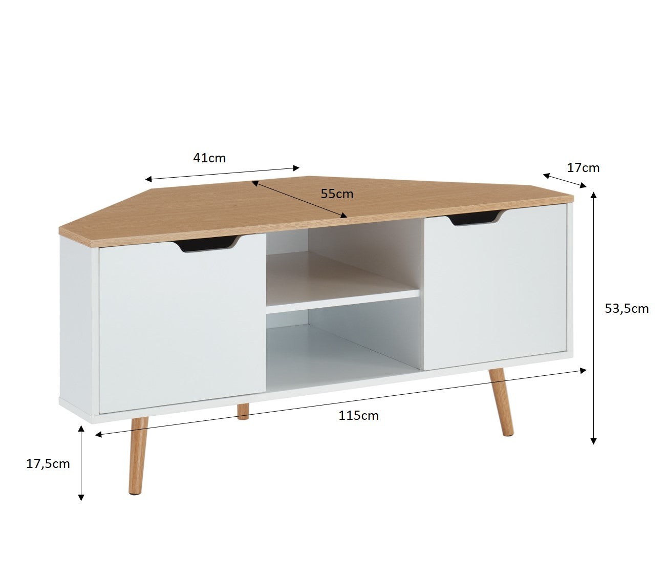 LYNA Corner TV Stand with Open Shelving
