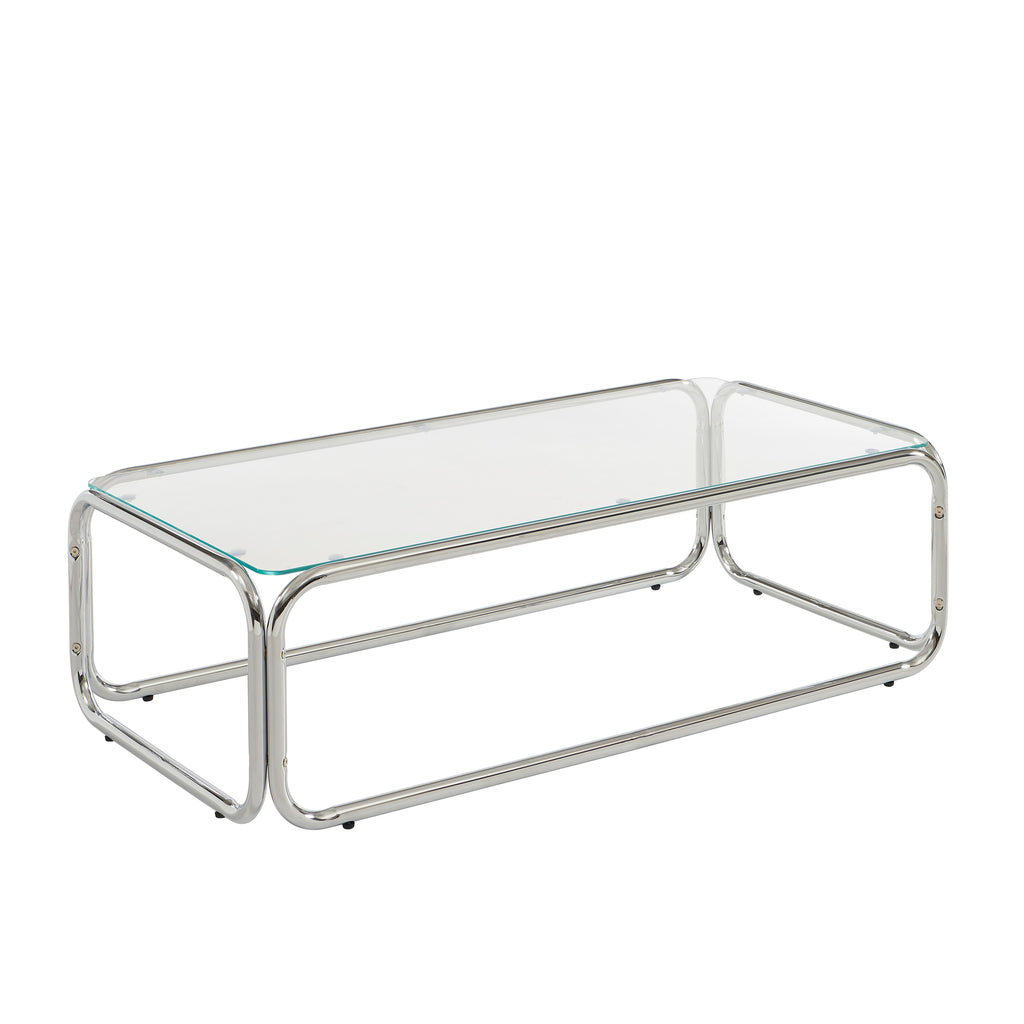 MAGGY Walnut Veneer and Chrome Coffee Table