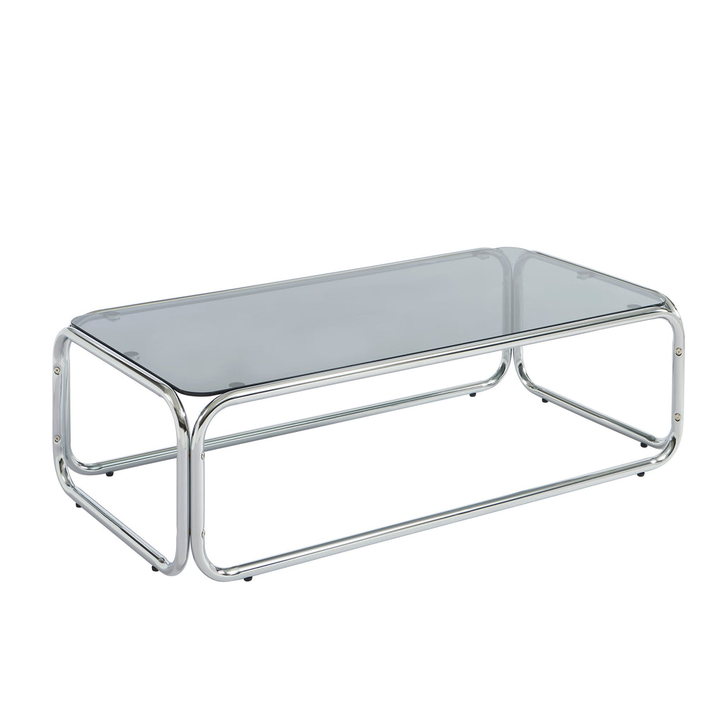 MAGGY Walnut Veneer and Chrome Coffee Table
