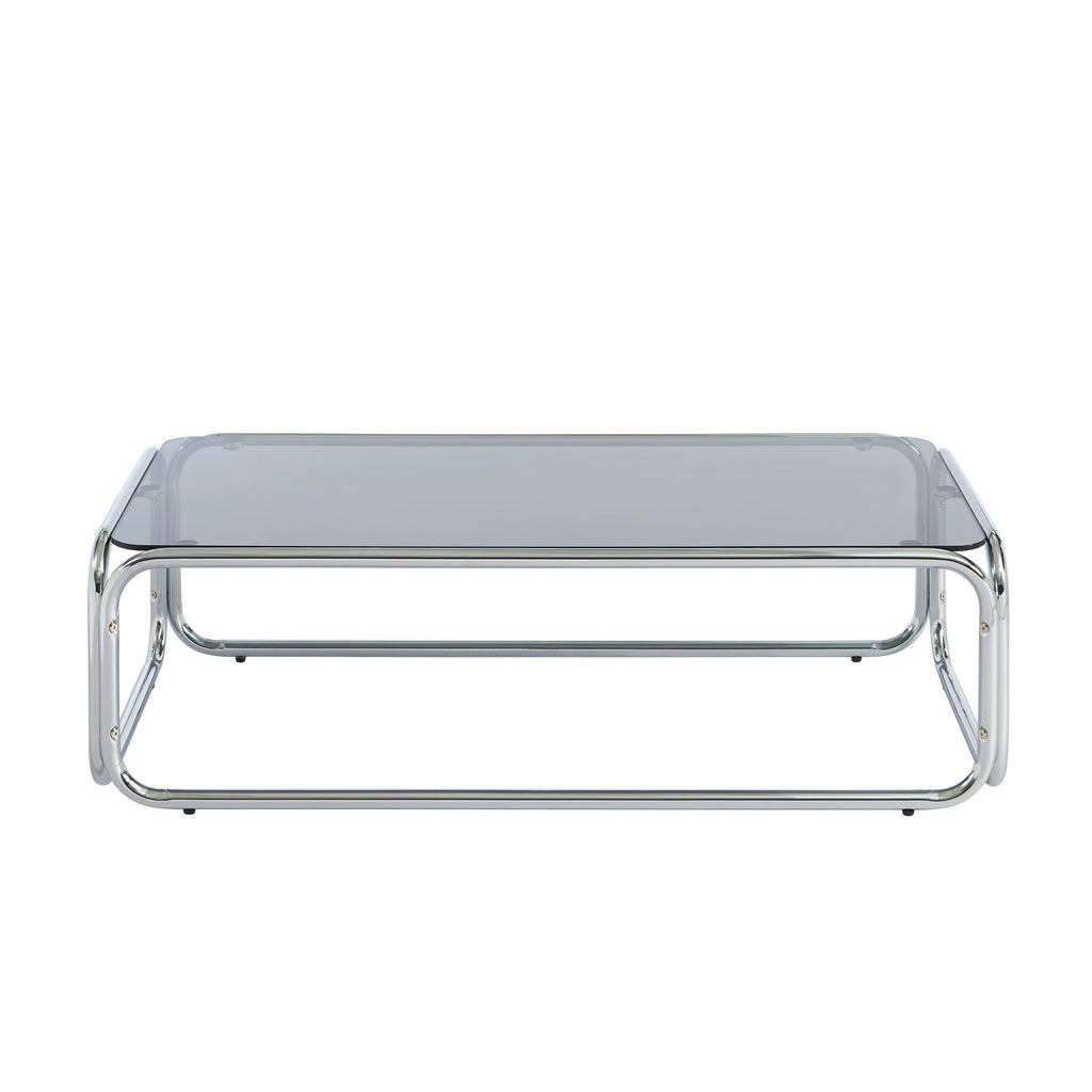 MAGGY Walnut Veneer and Chrome Coffee Table – Black