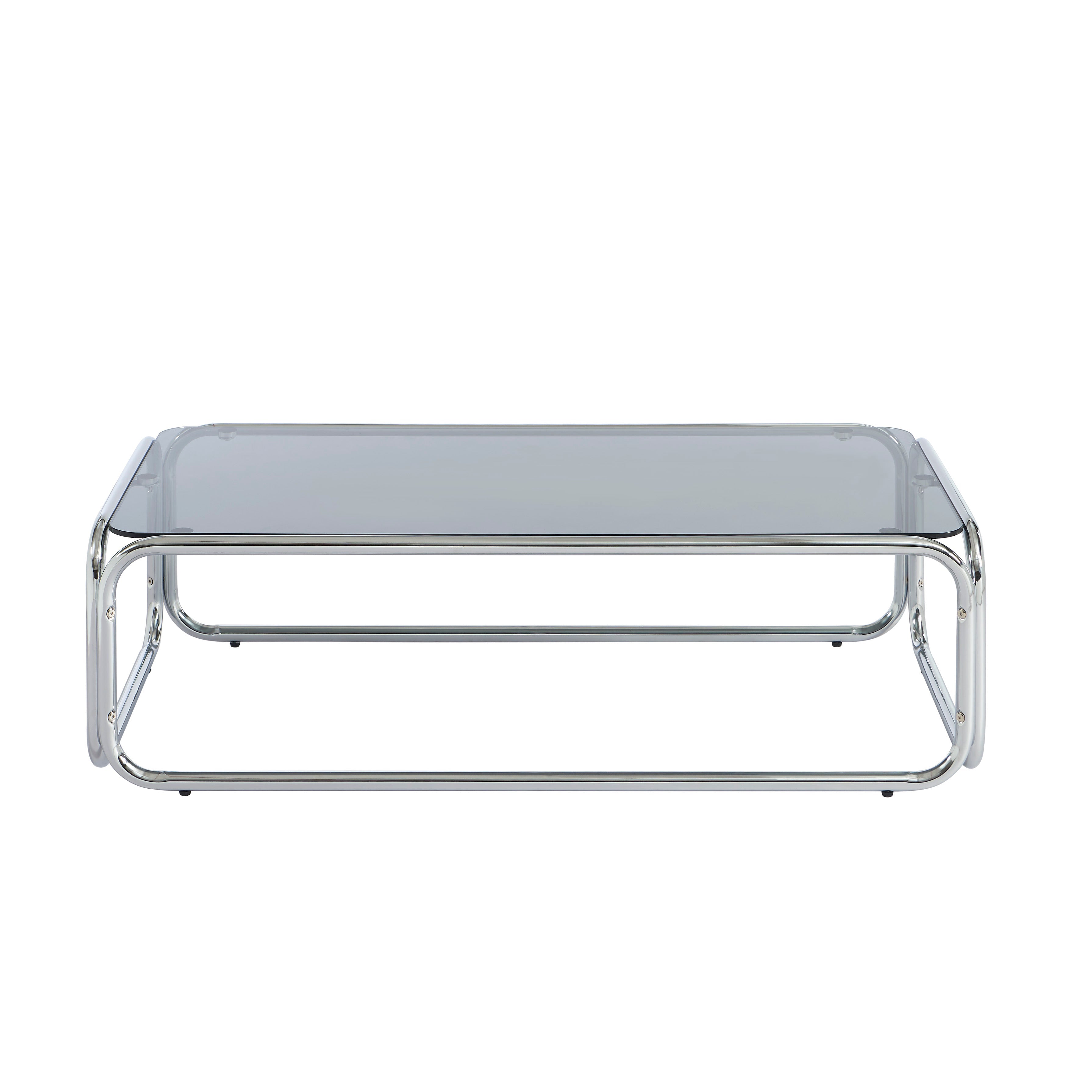 MAGGY Walnut Veneer and Chrome Coffee Table – Black