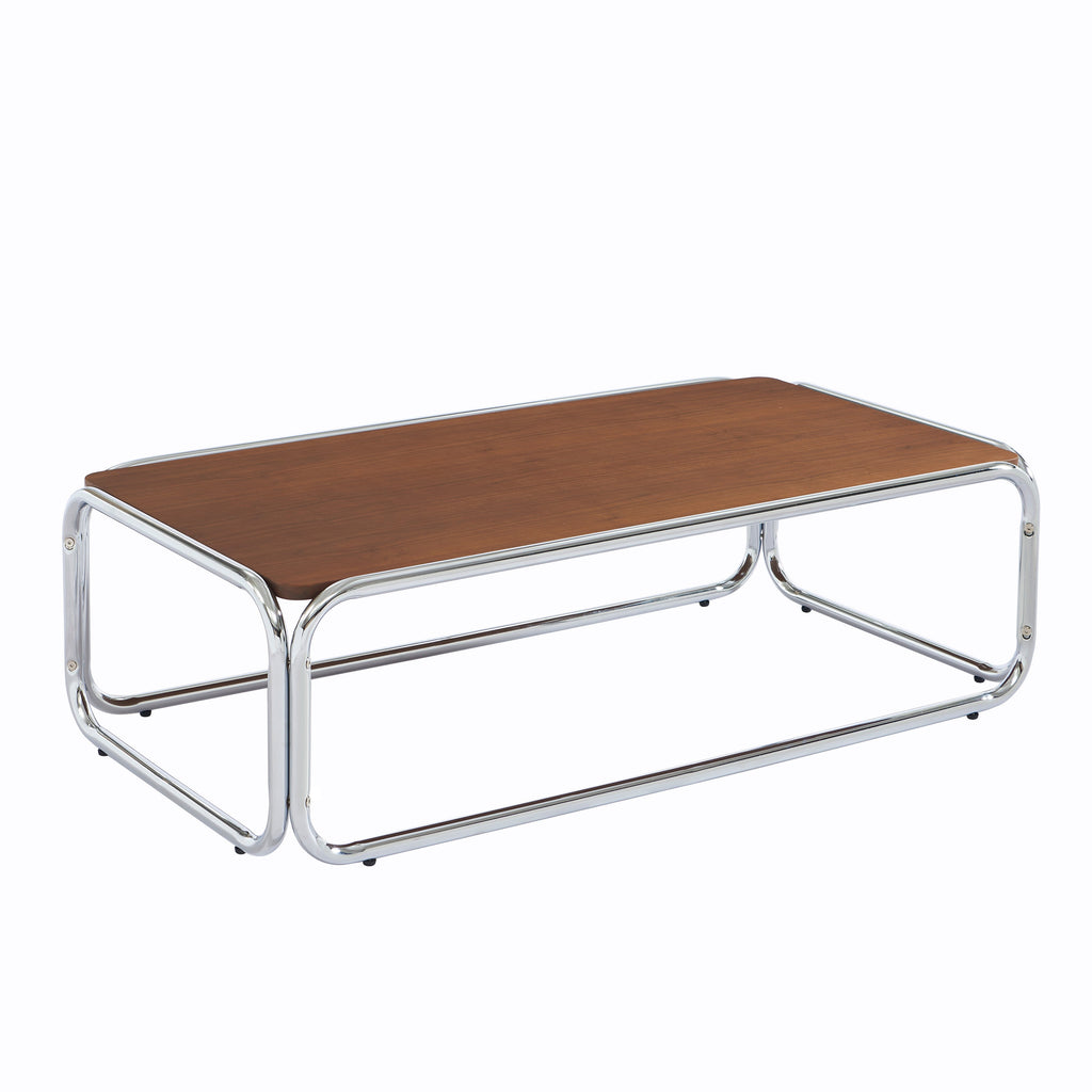 MAGGY Walnut Veneer and Chrome Coffee Table – Walnut