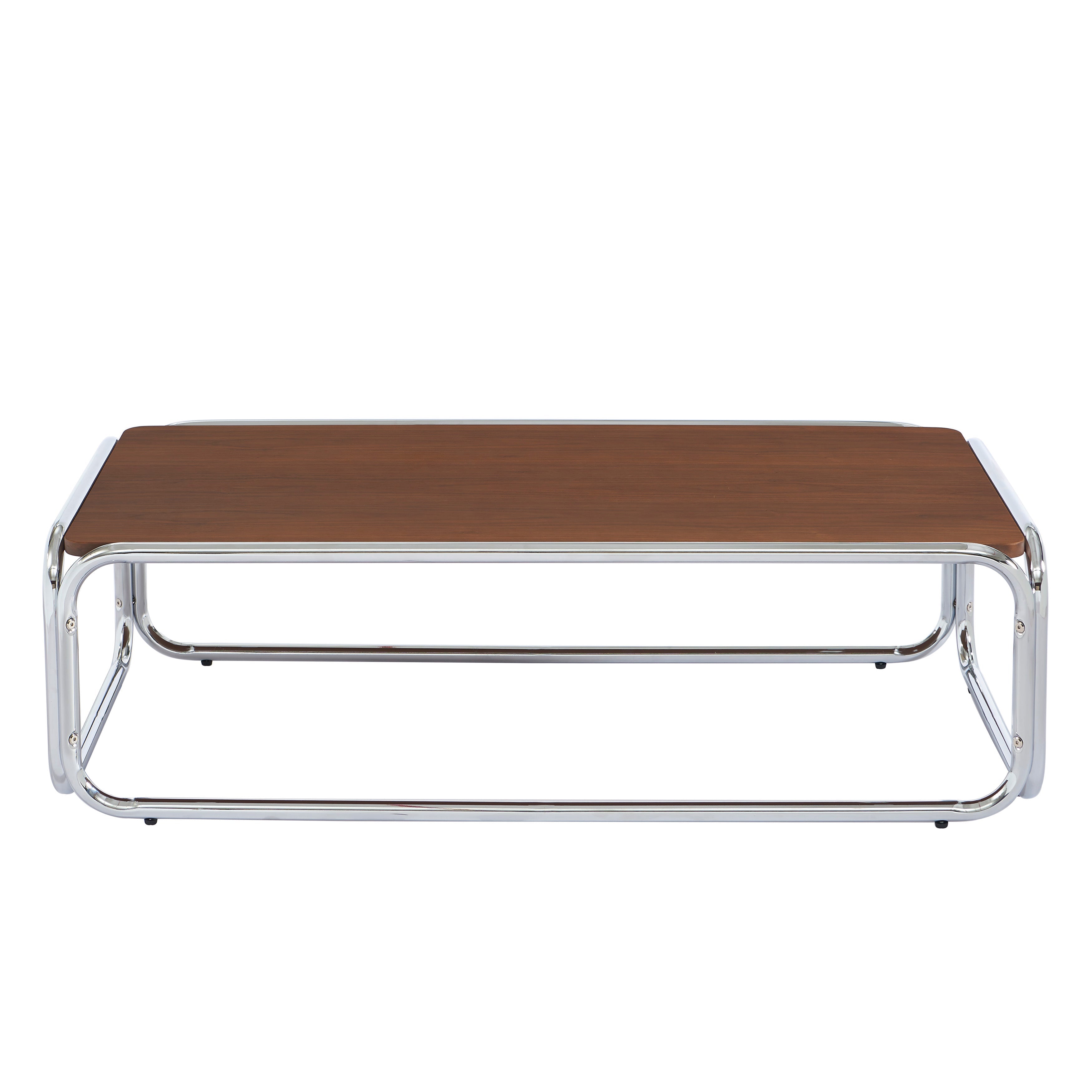 MAGGY Walnut Veneer and Chrome Coffee Table – Walnut
