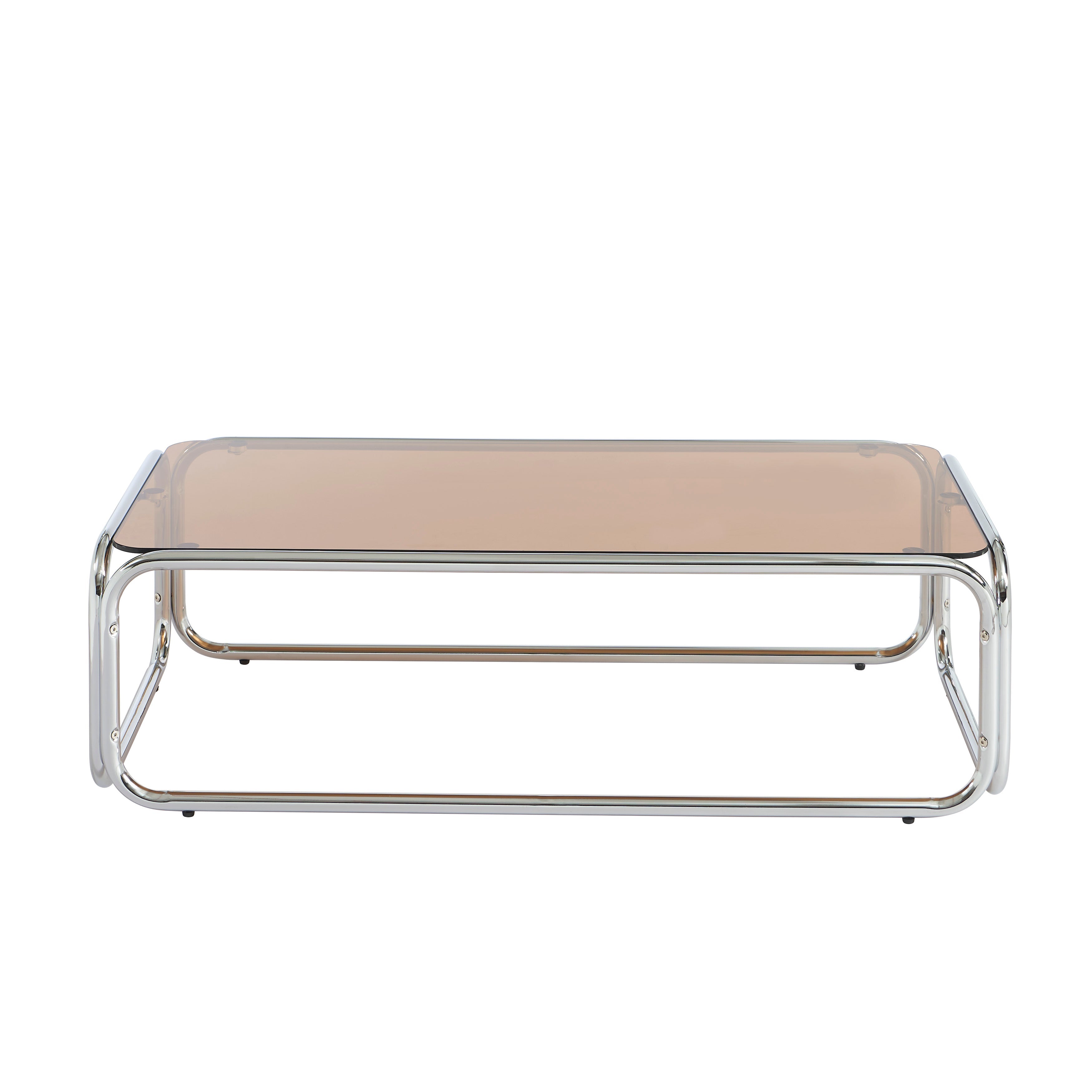 MAGGY Walnut Veneer and Chrome Coffee Table – Orange