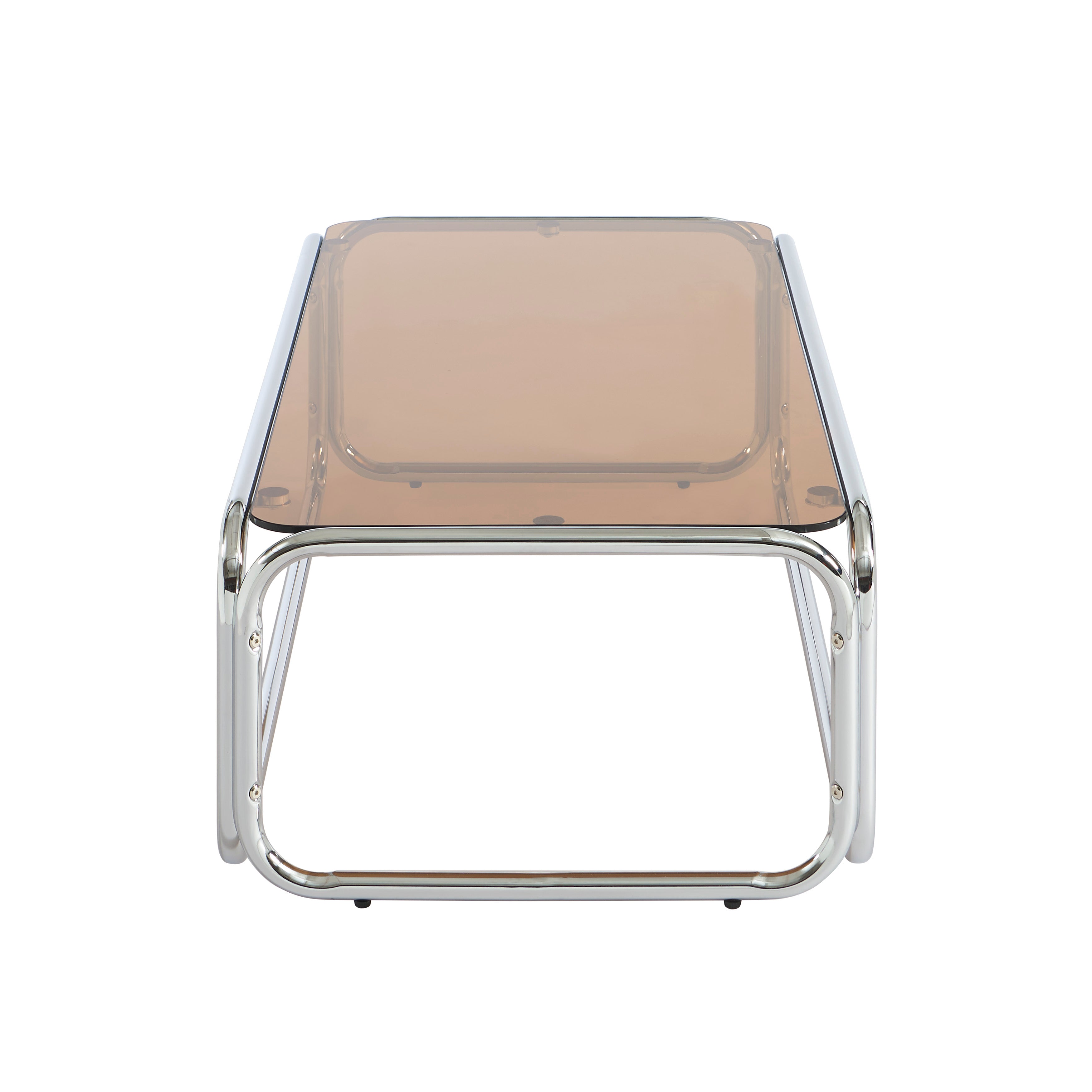 MAGGY Walnut Veneer and Chrome Coffee Table – Orange