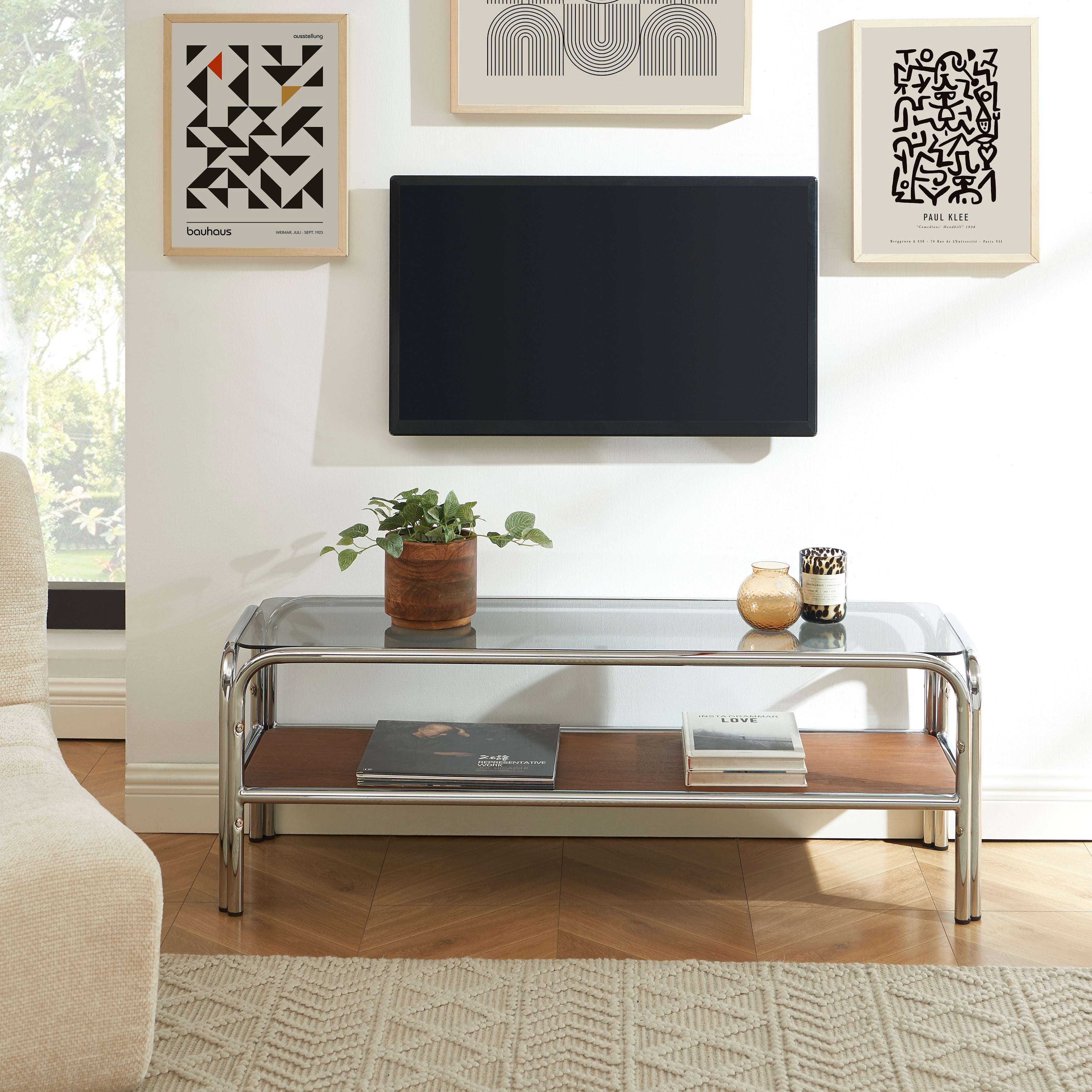 MAGGY Metal TV Stand with Storage – Black