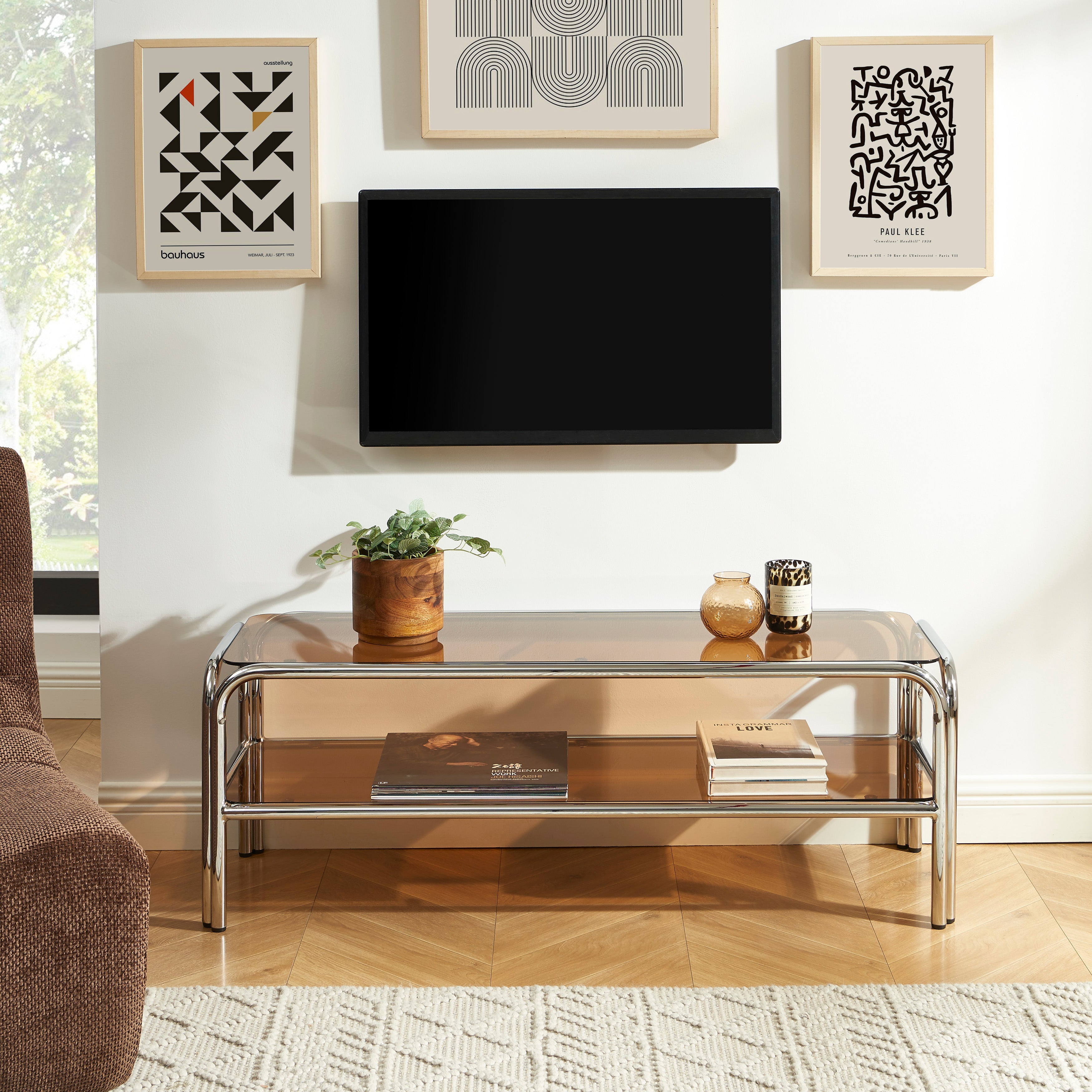 MAGGY Metal TV Stand with Storage – Orange