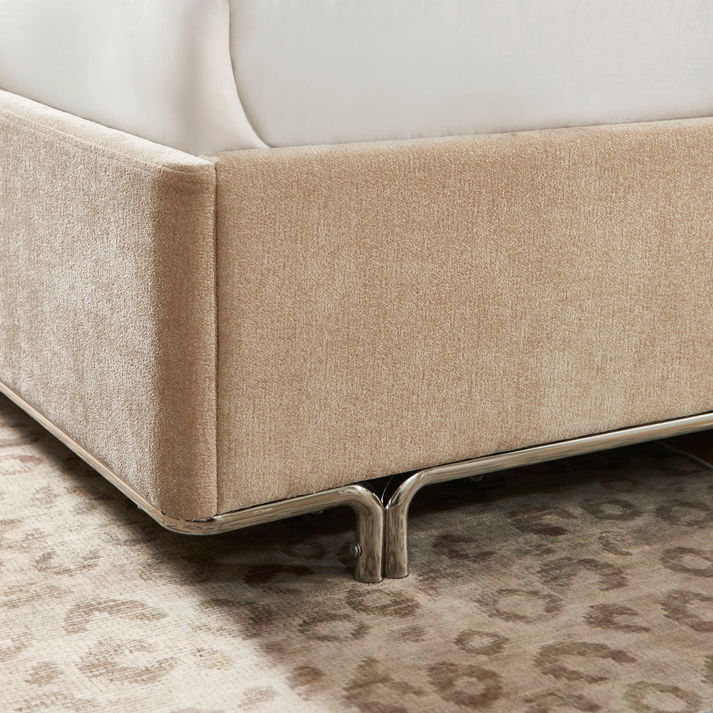 MAGGY Upholstered Storage Bed with Slatted Base – Beige