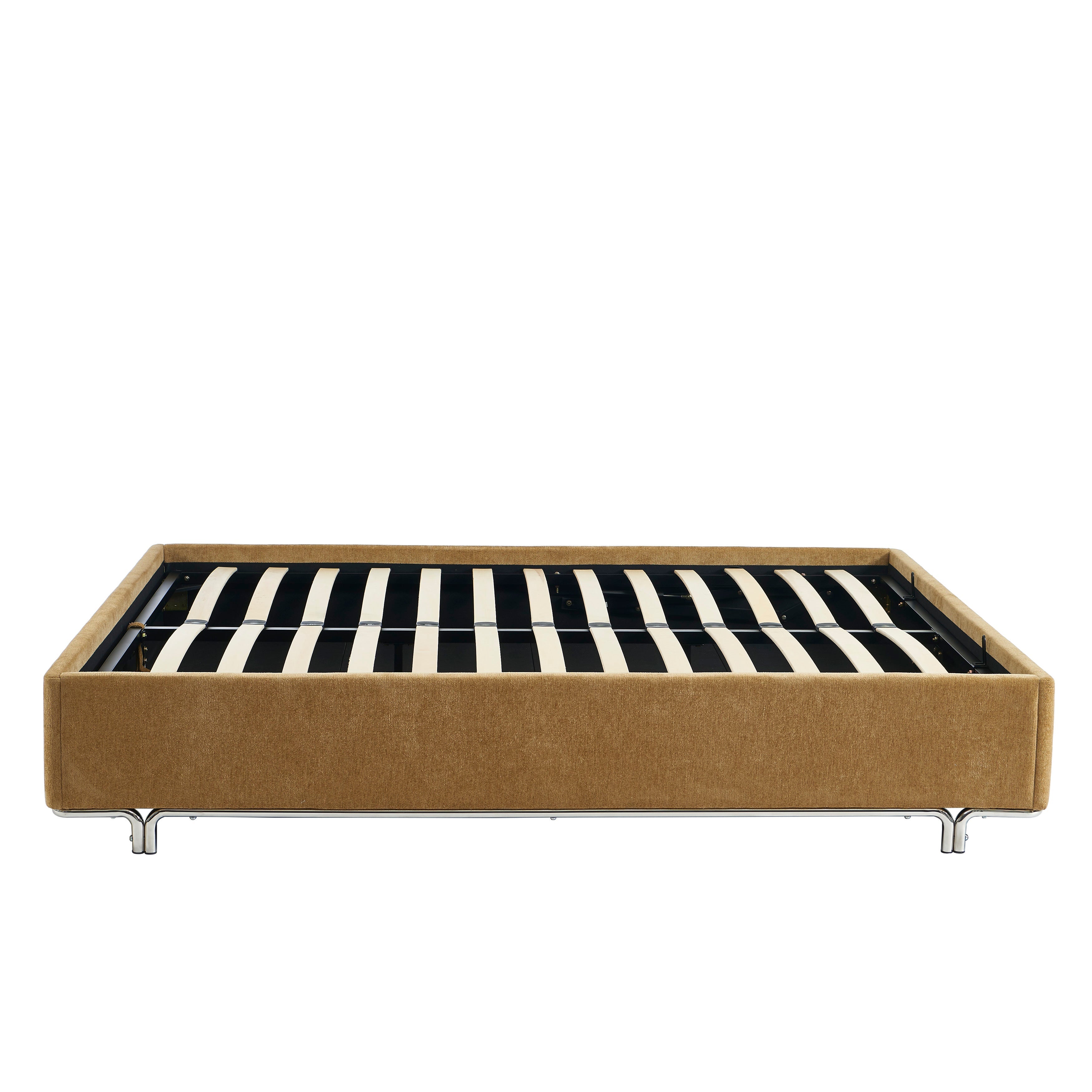 MAGGY Upholstered Storage Bed with Slatted Base – Brown