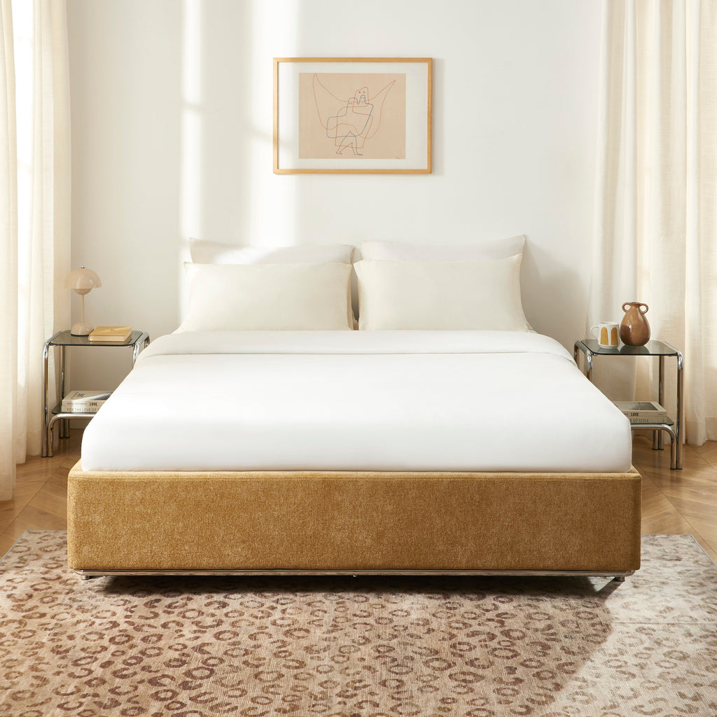 MAGGY Upholstered Storage Bed with Slatted Base – Brown