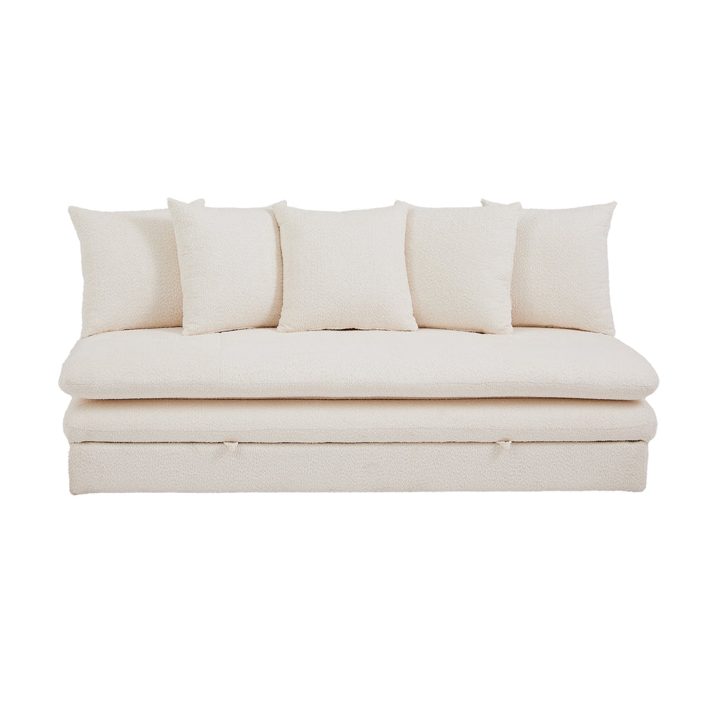 MAORA 3-Seater Convertible Sofa Bed Bouclé - Beige