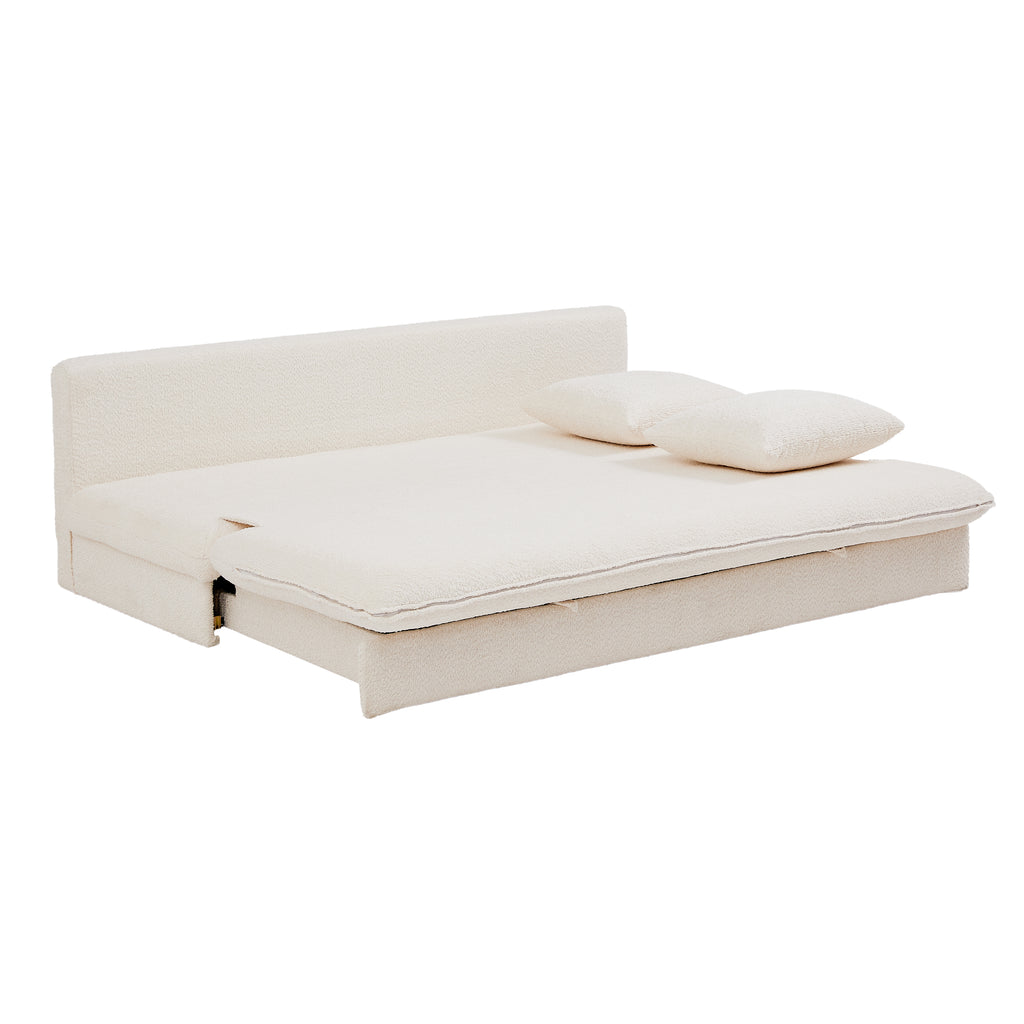 MAORA 3-Seater Convertible Sofa Bed Bouclé - Beige