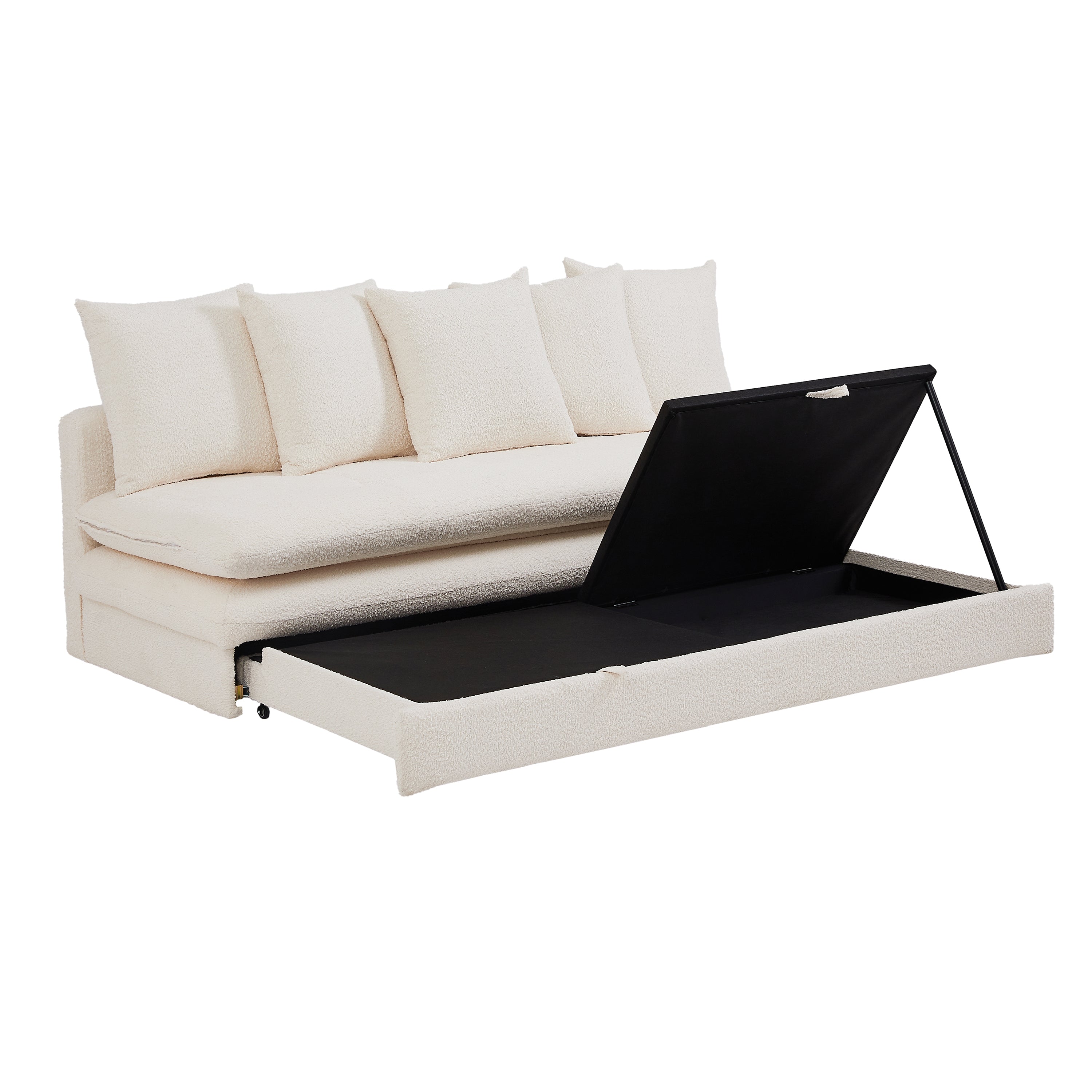 MAORA 3-Seater Convertible Sofa Bed Bouclé - Beige
