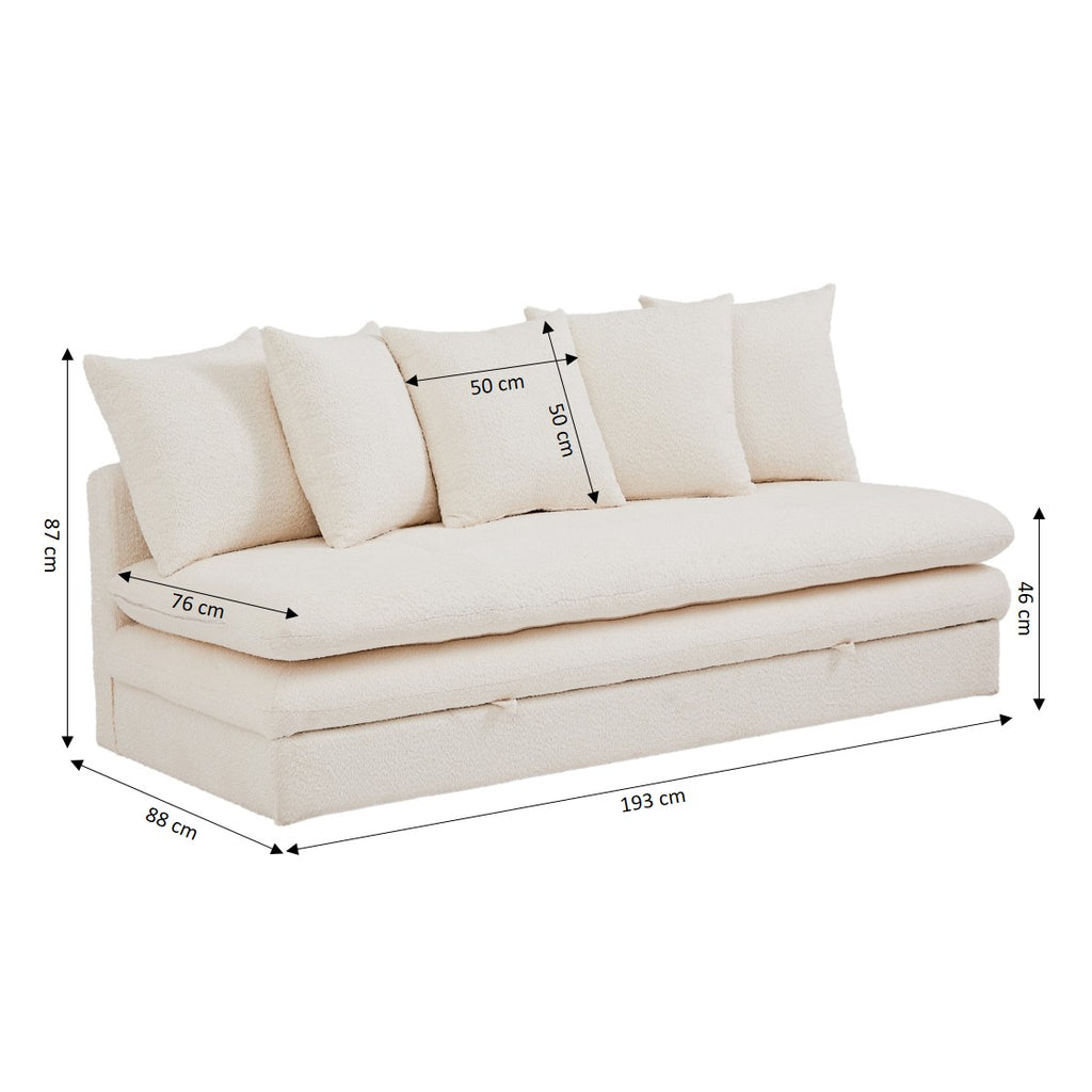 MAORA 3-Seater Convertible Sofa Bed Bouclé - Beige