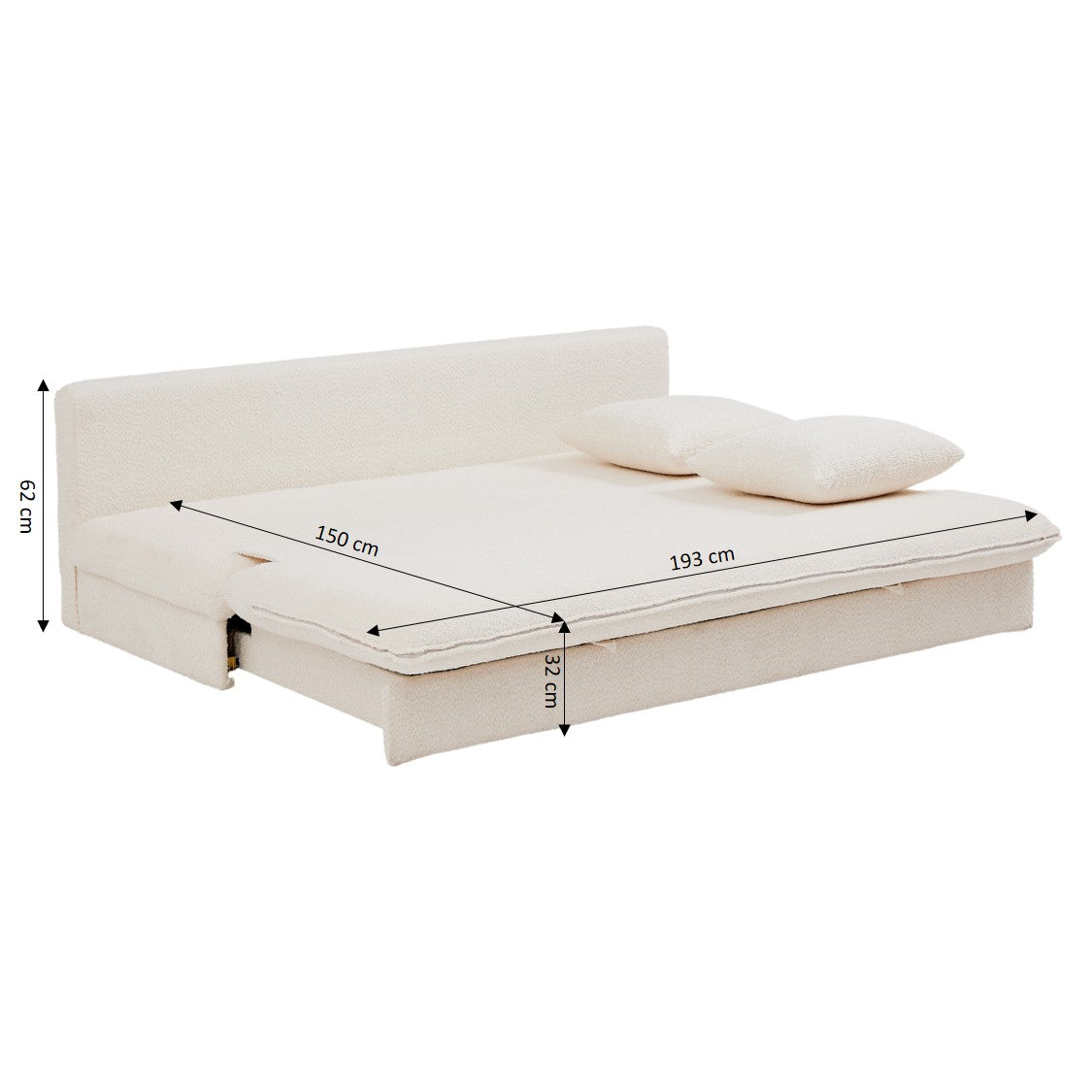 MAORA 3-Seater Convertible Sofa Bed Bouclé - Beige