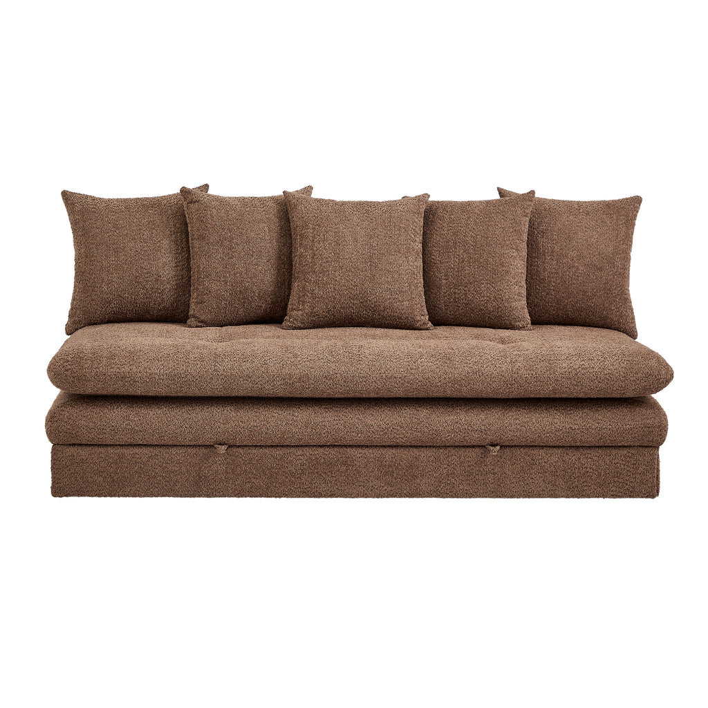 MAORA 3-Seater Convertible Sofa Bed Bouclé - Brown