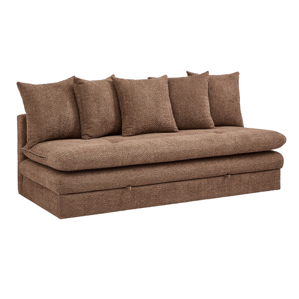 MAORA 3-Seater Convertible Sofa Bed Bouclé - Brown