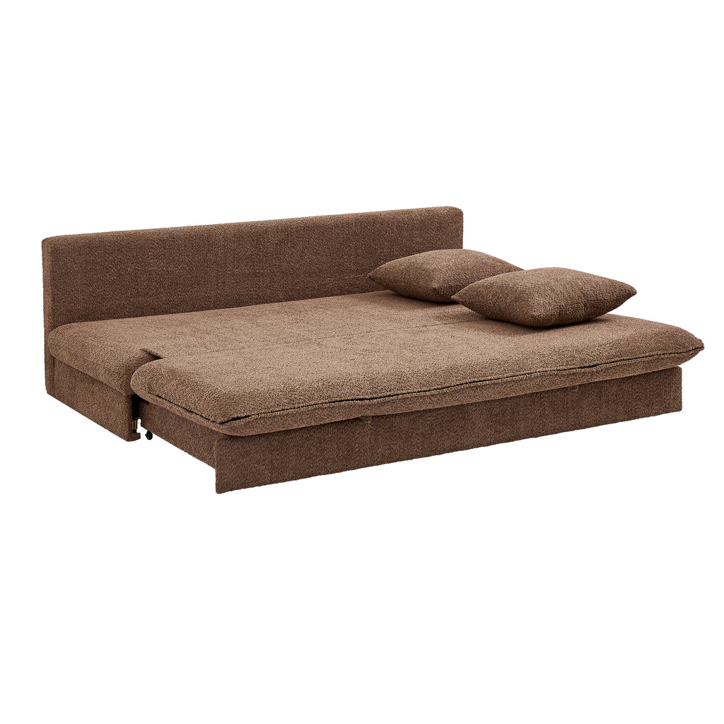 MAORA 3-Seater Convertible Sofa Bed Bouclé - Brown