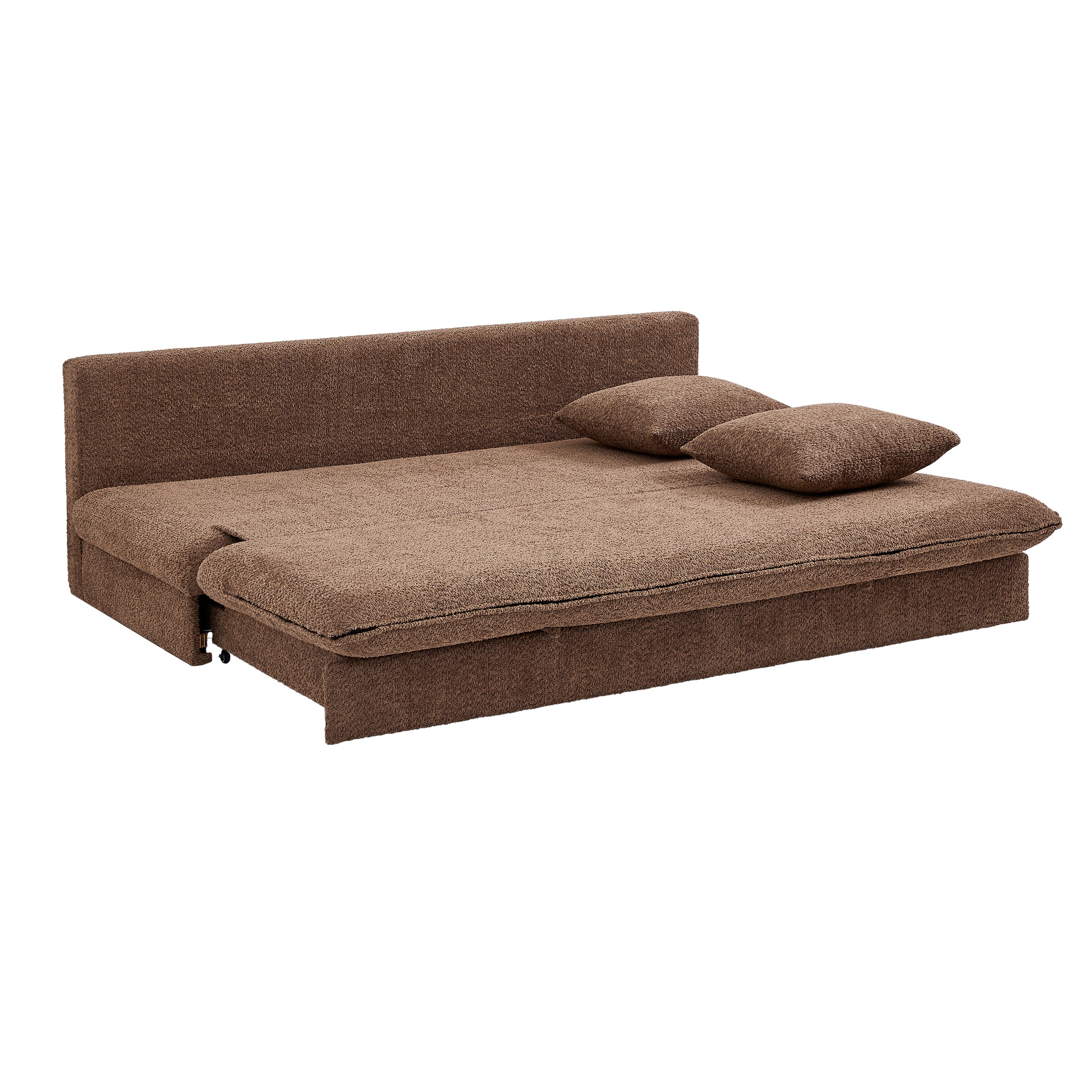 MAORA 3-Seater Convertible Sofa Bed Bouclé - Brown