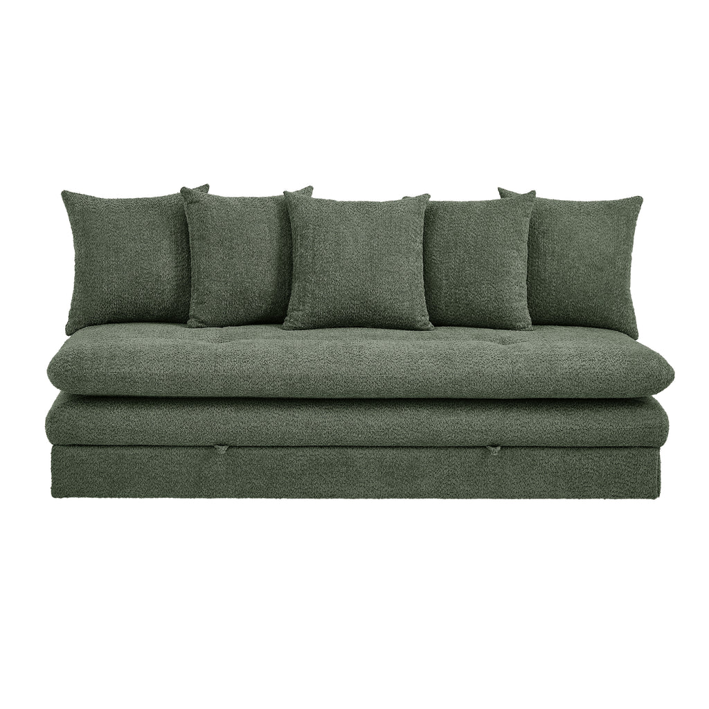 MAORA 3-Seater Convertible Sofa Bed Bouclé - Green