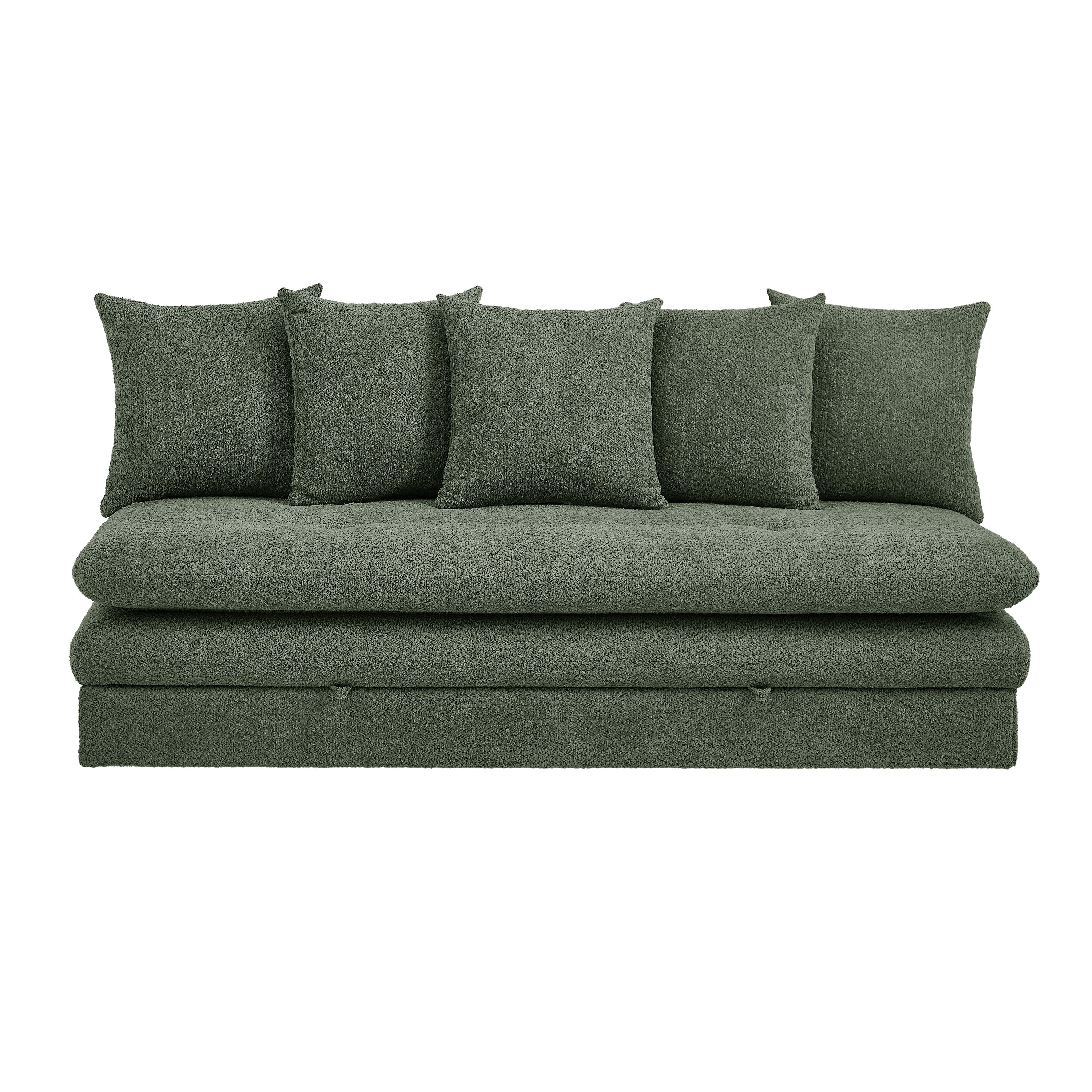 MAORA 3-Seater Convertible Sofa Bed Bouclé - Green