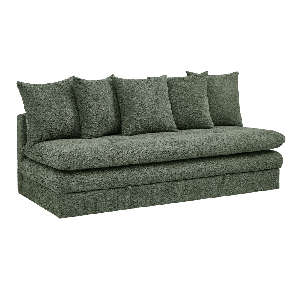 MAORA 3-Seater Convertible Sofa Bed Bouclé - Green