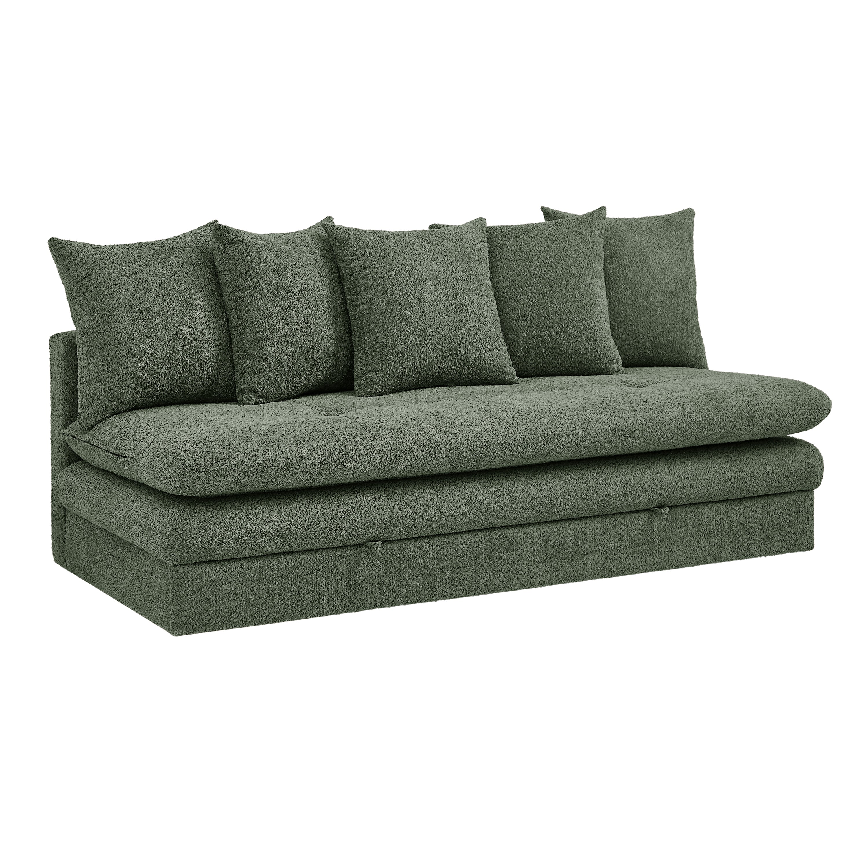 MAORA 3-Seater Convertible Sofa Bed Bouclé - Green