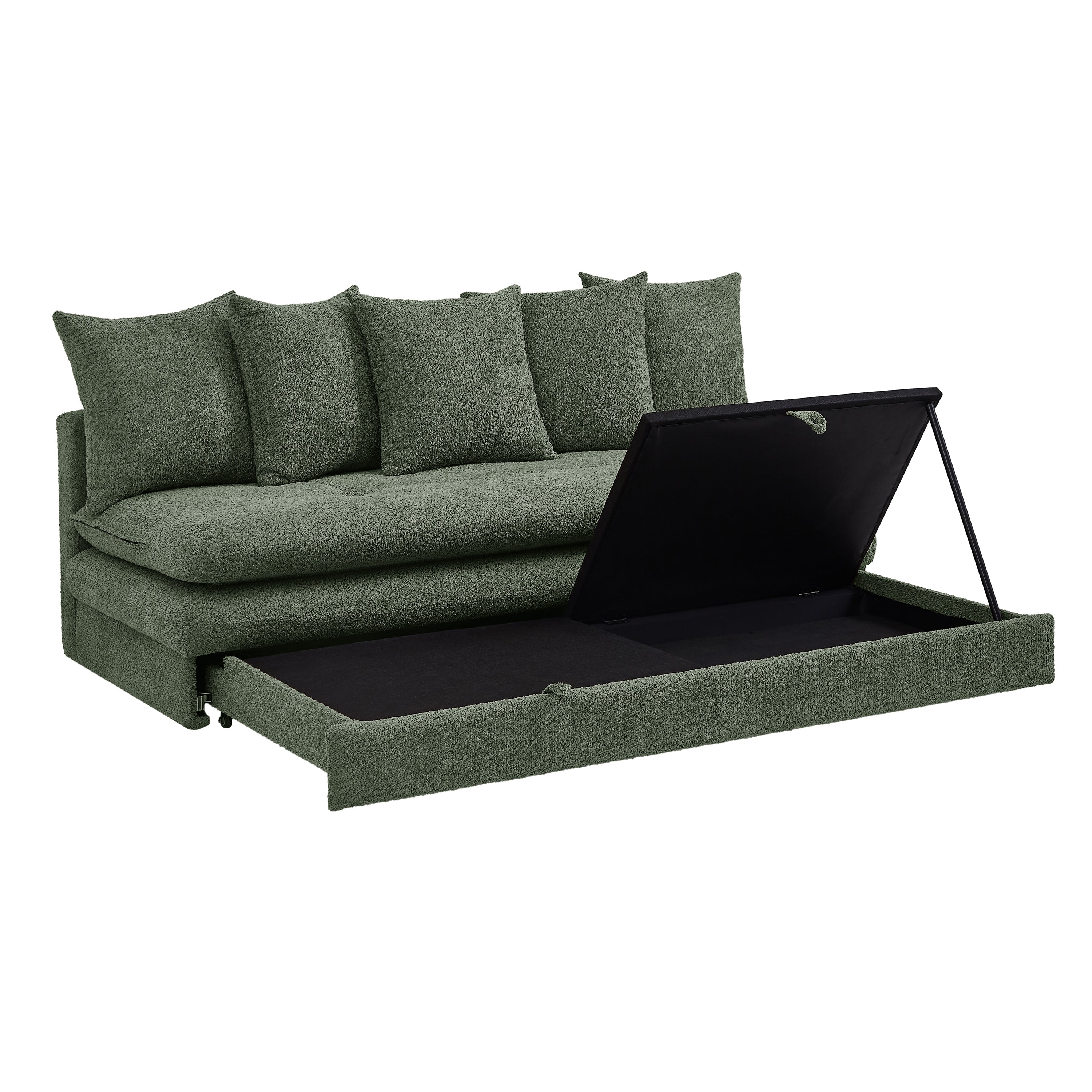 MAORA 3-Seater Convertible Sofa Bed Bouclé - Green