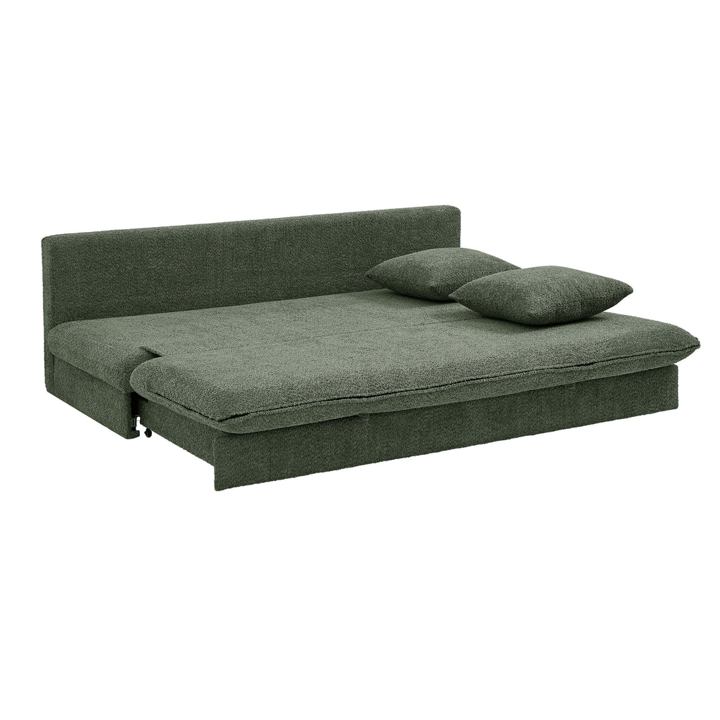 MAORA 3-Seater Convertible Sofa Bed Bouclé - Green