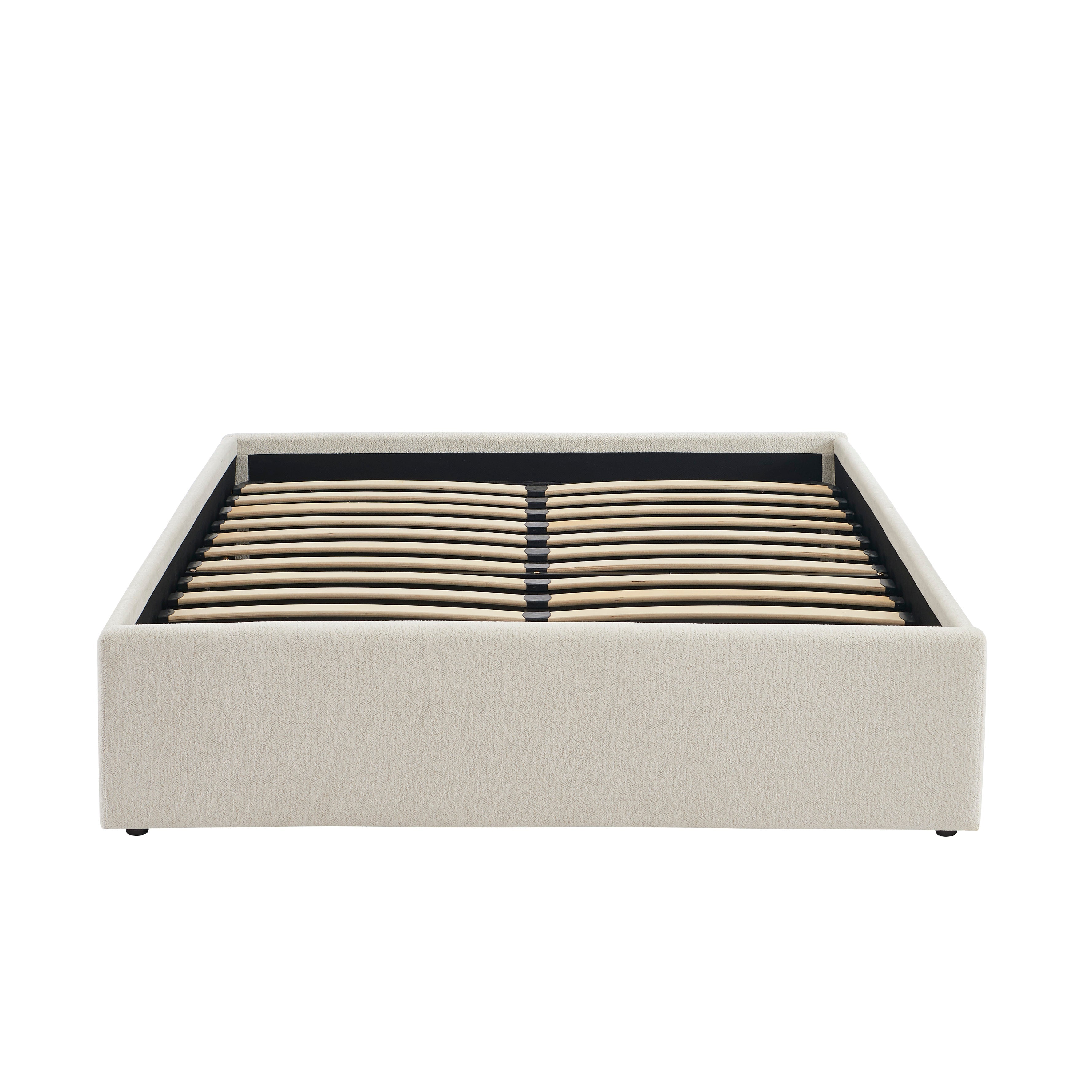 MARCY Upholstered Storage Bed with Slatted Base – White