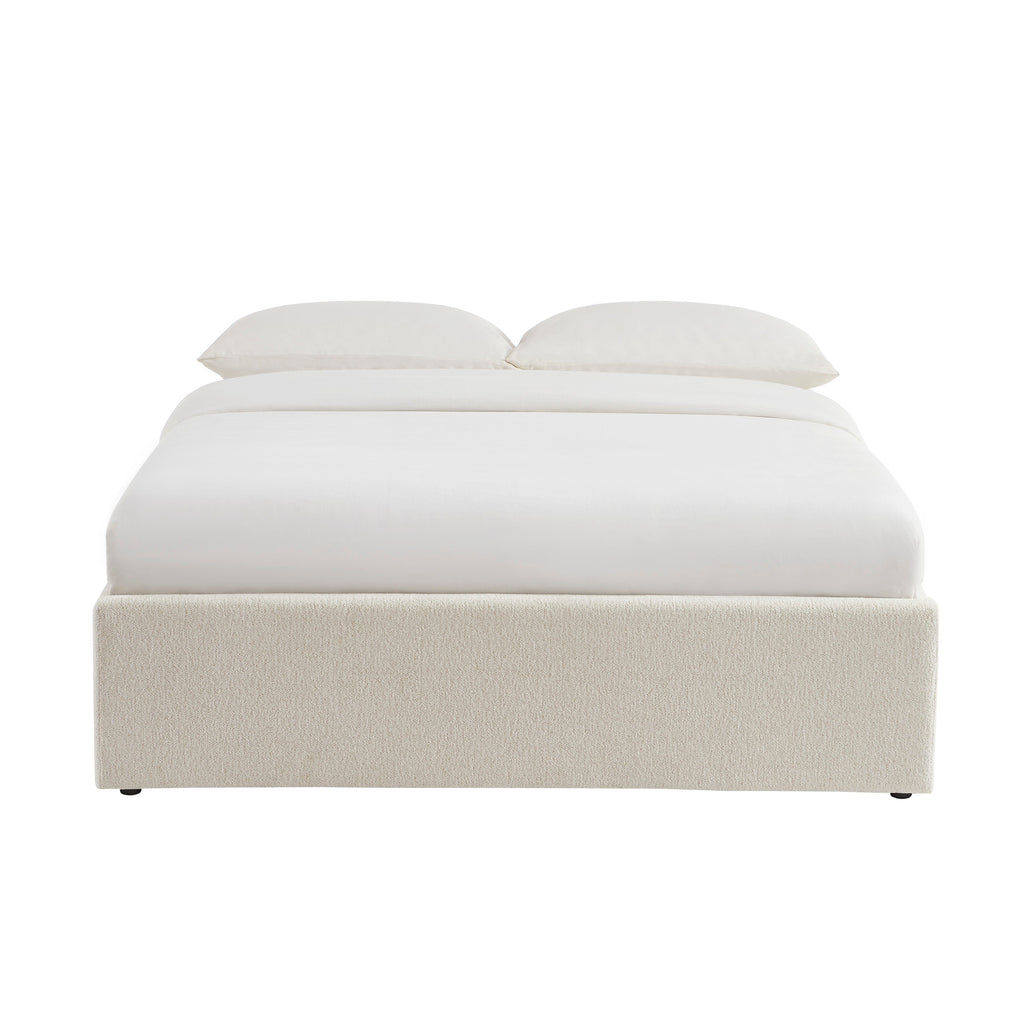 MARCY Upholstered Storage Bed with Slatted Base – White